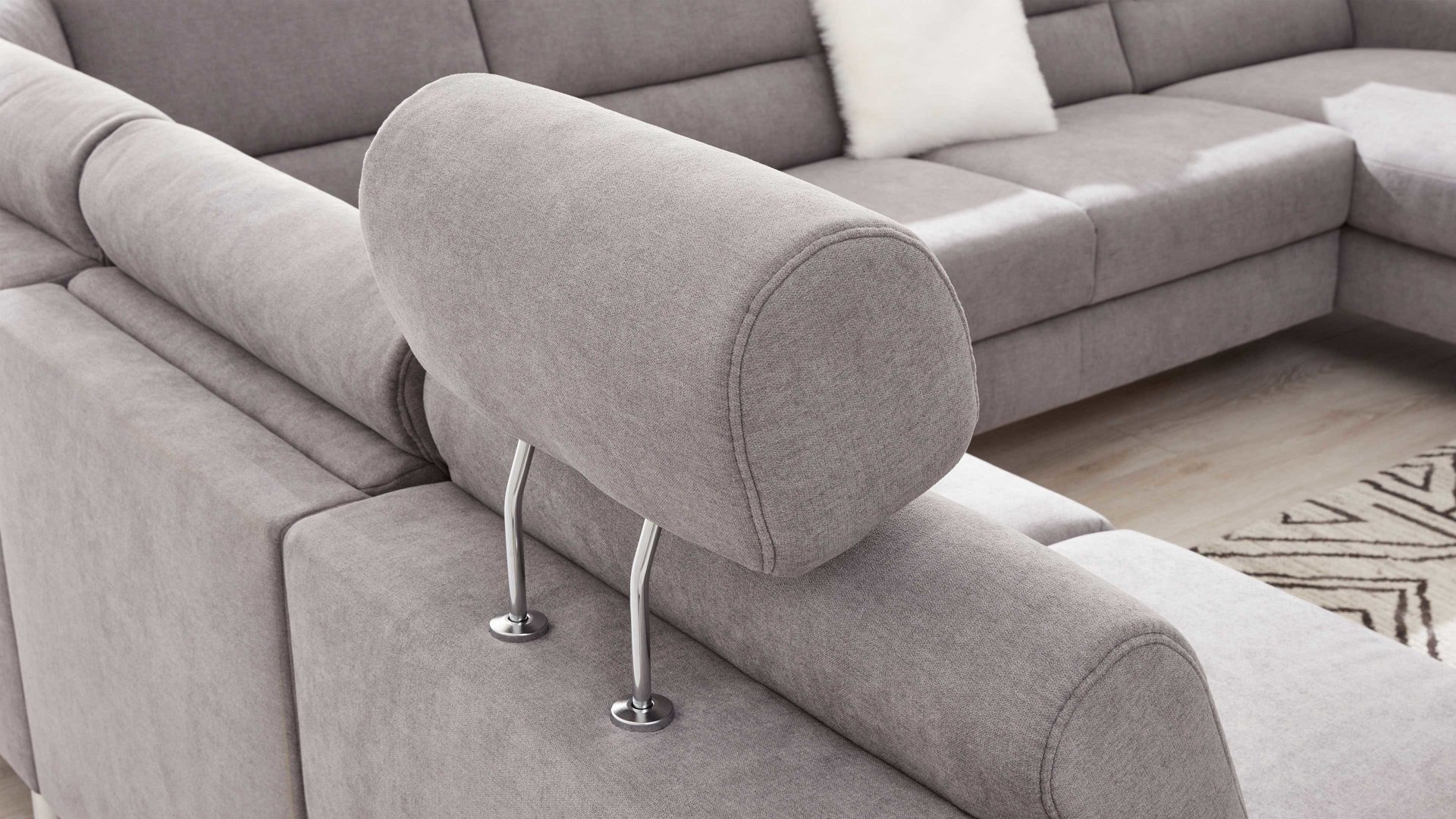 Kopfstütze Interliving aus Stoff in Grau Interliving Sofa Serie 4305 – Kopfstütze silberfarbene Chenille Miro