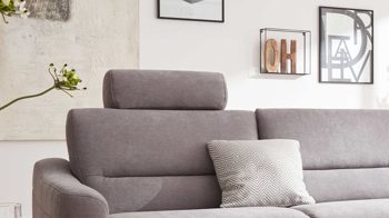 Kopfstütze Interliving aus Stoff in Grau Interliving Sofa Serie 4305 – Kopfstütze silberfarbene Chenille Miro