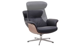 Relaxsessel Conform® aus Leder in Metallfarben CONFORM® Relaxsessel Timeout mit Lederbezug poliertes Aluminiumgestell, schwarzes Leder Memo & Walnuss-Sitzschale