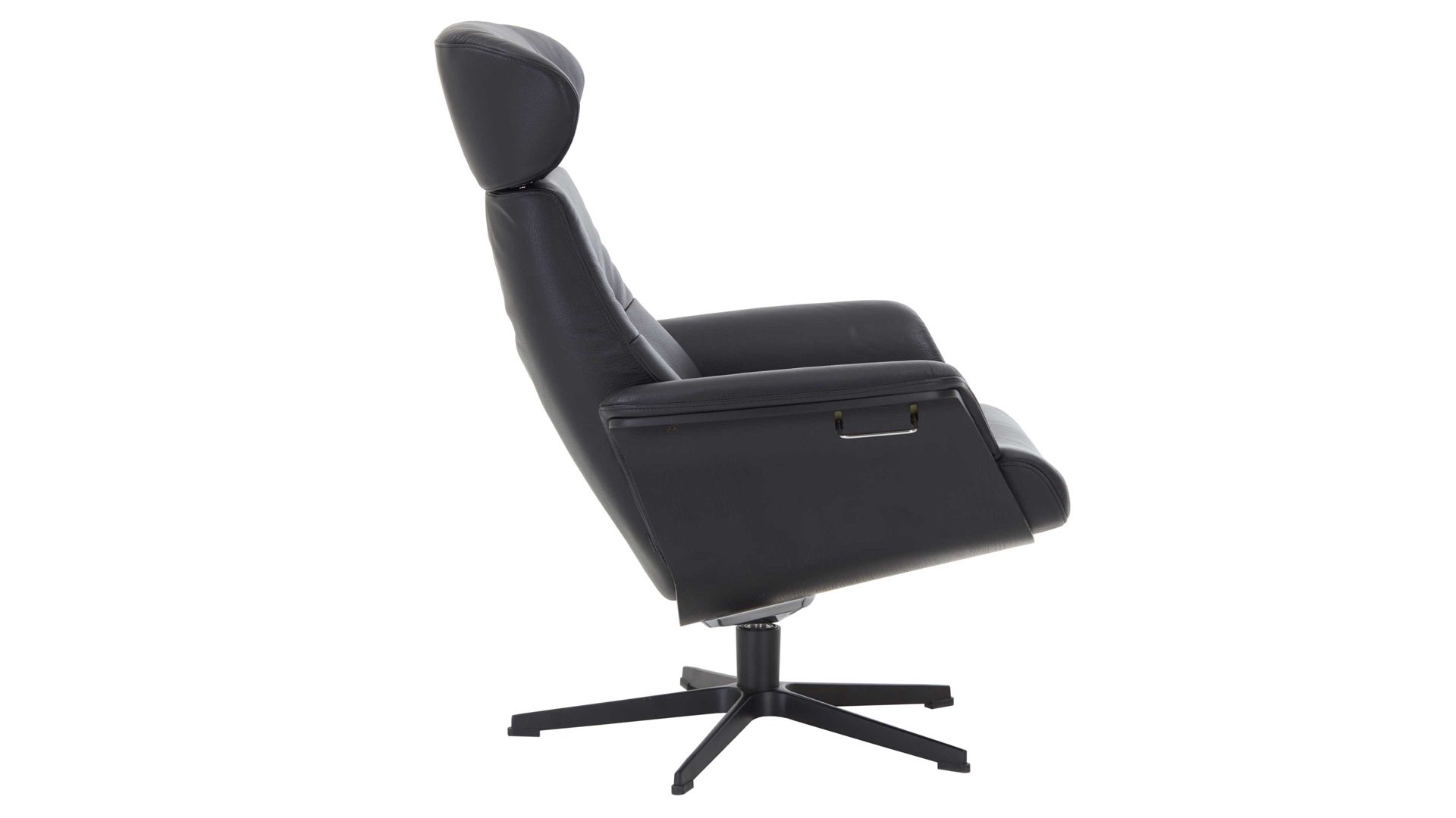 Relaxsessel Conform® aus Leder in Schwarz CONFORM® Relaxsessel Timeout mit Lederbezug schwarzes Leder Memo & schwarzes Aluminiumgestell