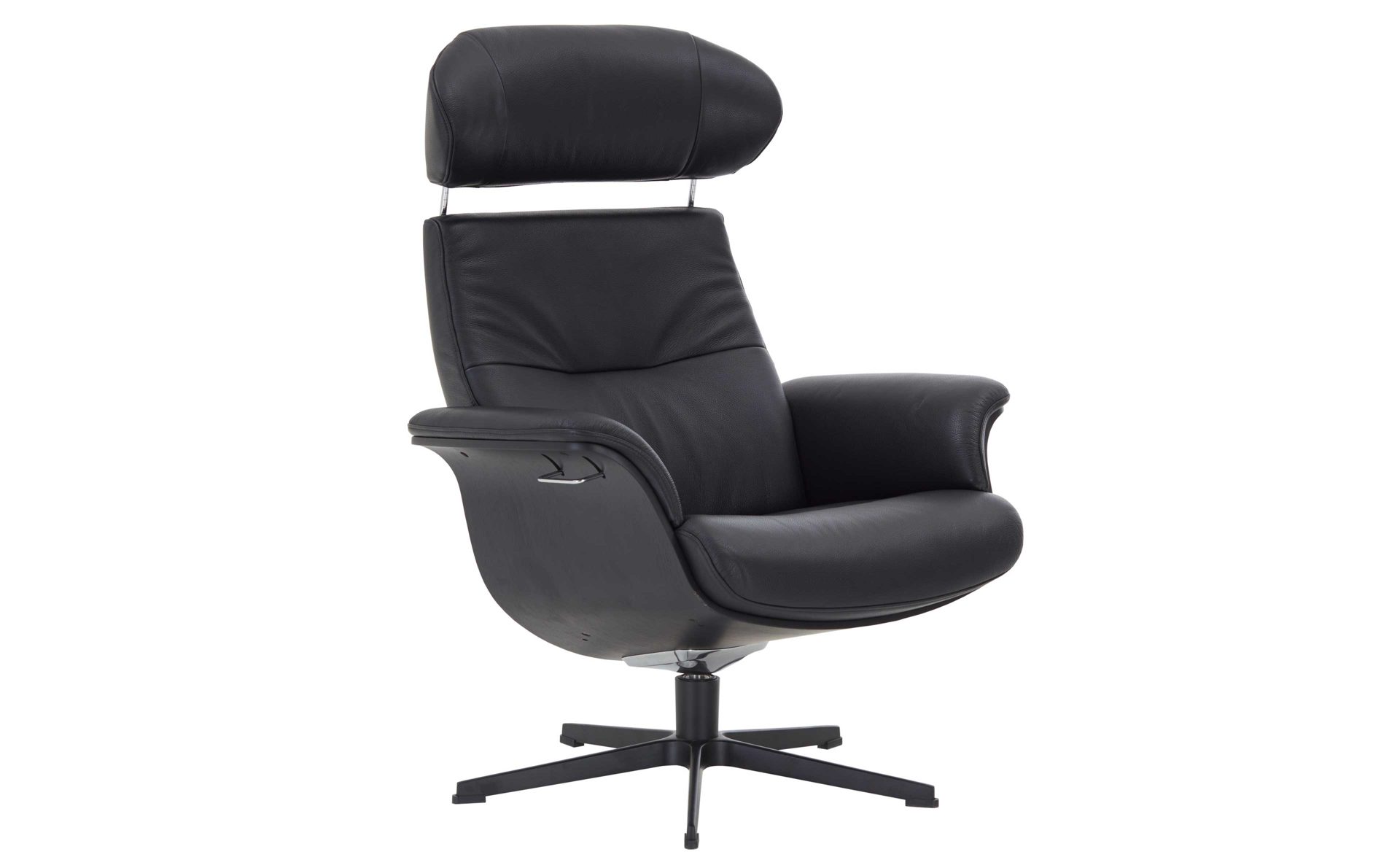 Relaxsessel Conform® aus Leder in Schwarz CONFORM® Relaxsessel Timeout mit Lederbezug schwarzes Leder Memo & schwarzes Aluminiumgestell