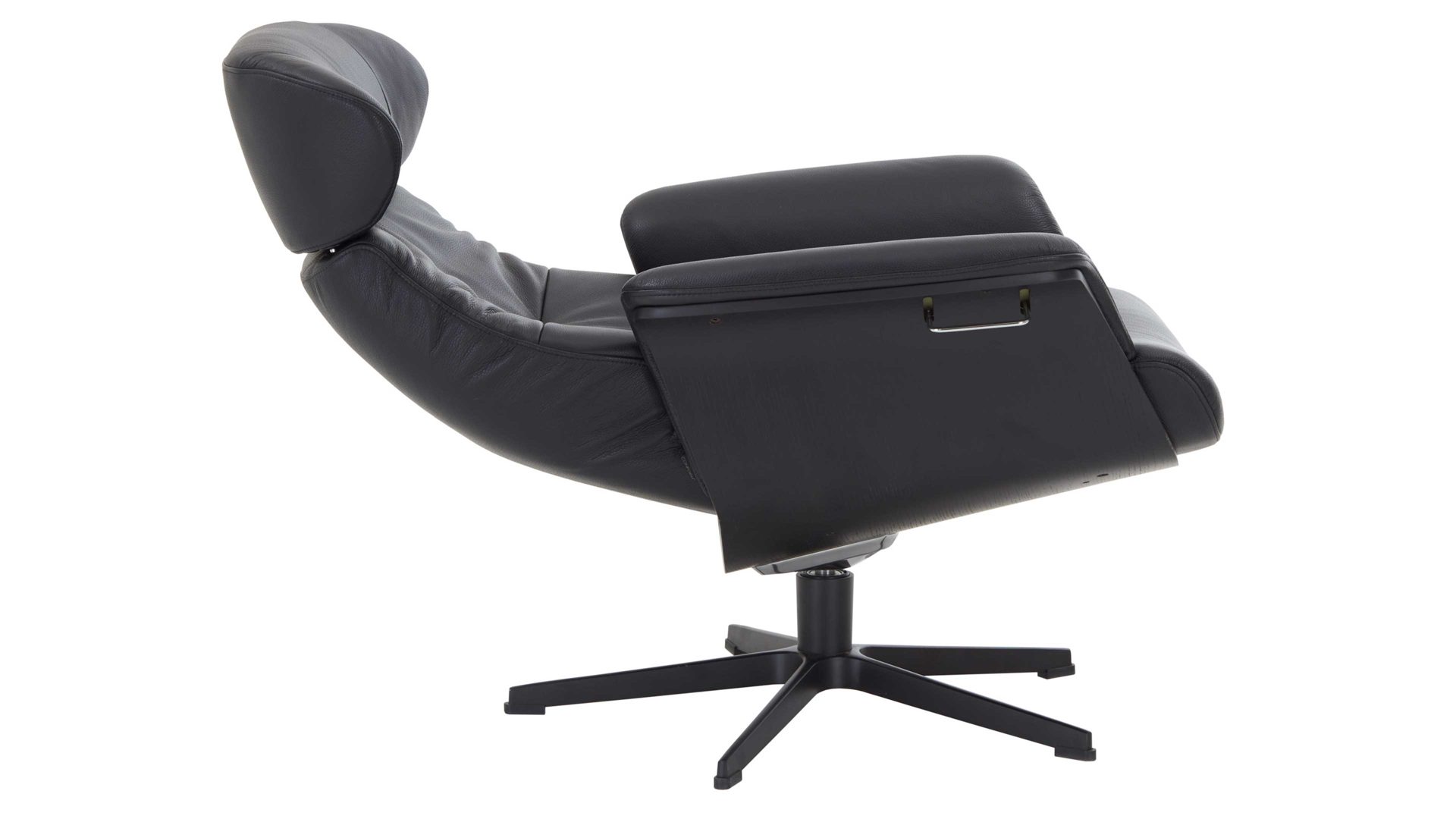 Relaxsessel Conform® aus Leder in Schwarz CONFORM® Relaxsessel Timeout mit Lederbezug schwarzes Leder Memo & schwarzes Aluminiumgestell