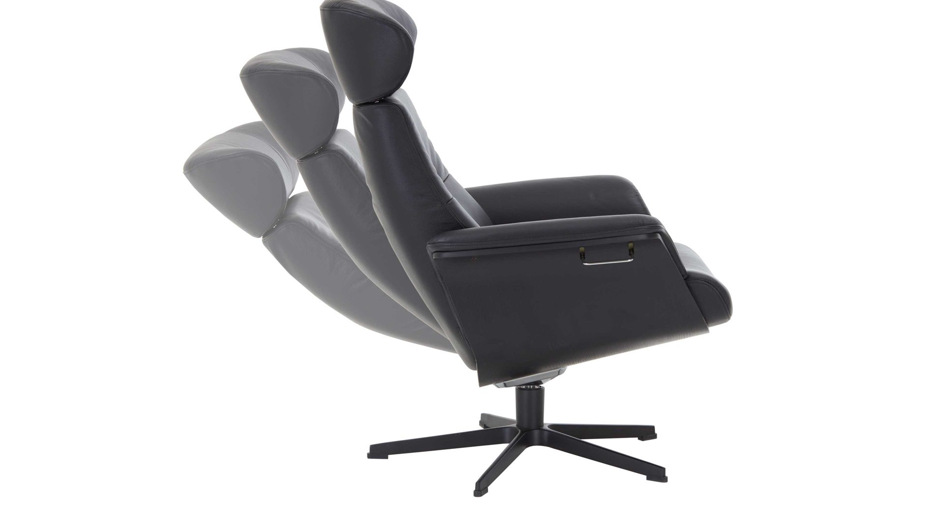 Relaxsessel Conform® aus Leder in Schwarz CONFORM® Relaxsessel Timeout mit Lederbezug schwarzes Leder Memo & schwarzes Aluminiumgestell