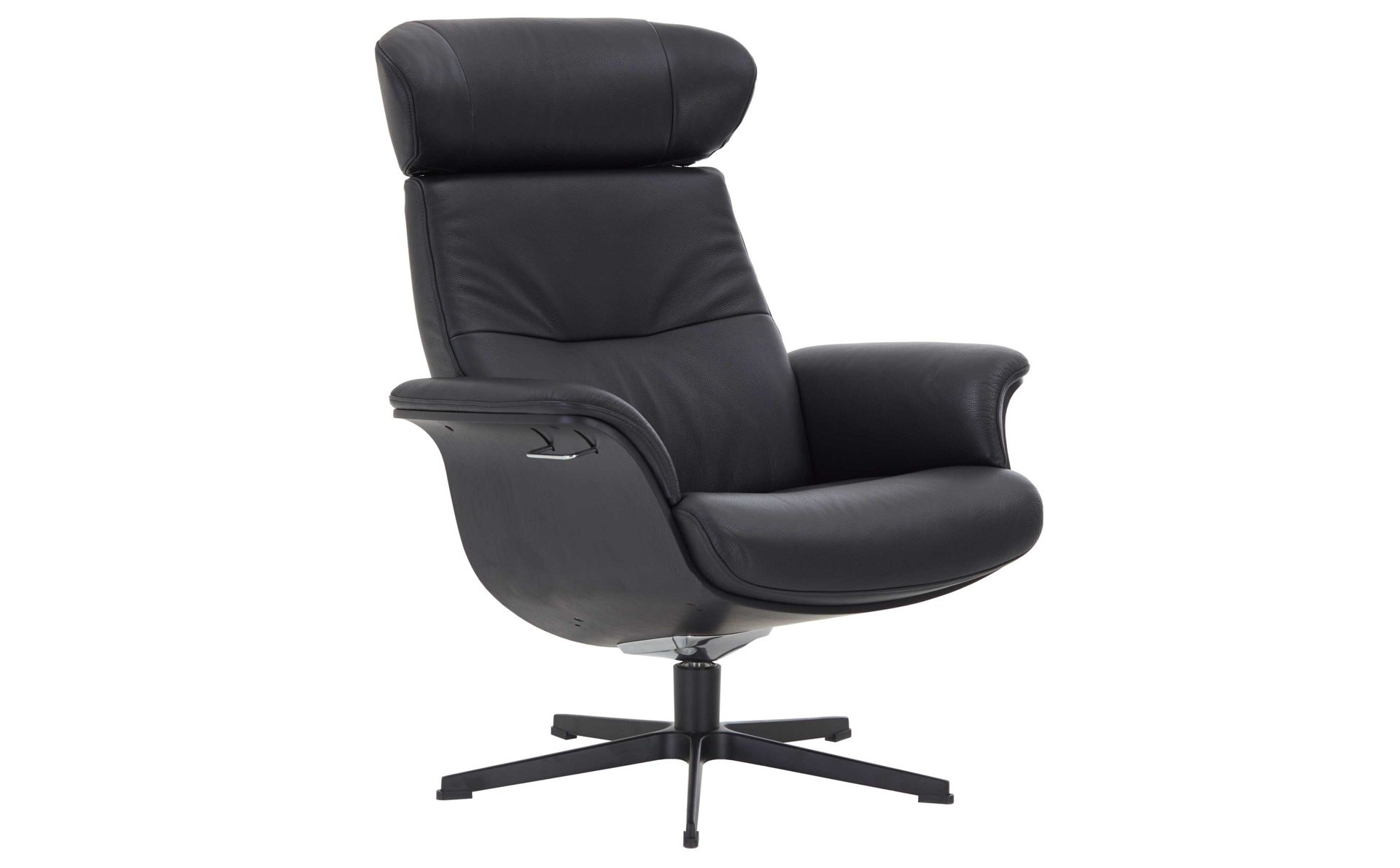 Relaxsessel Conform® aus Leder in Schwarz CONFORM® Relaxsessel Timeout mit Lederbezug schwarzes Leder Memo & schwarzes Aluminiumgestell