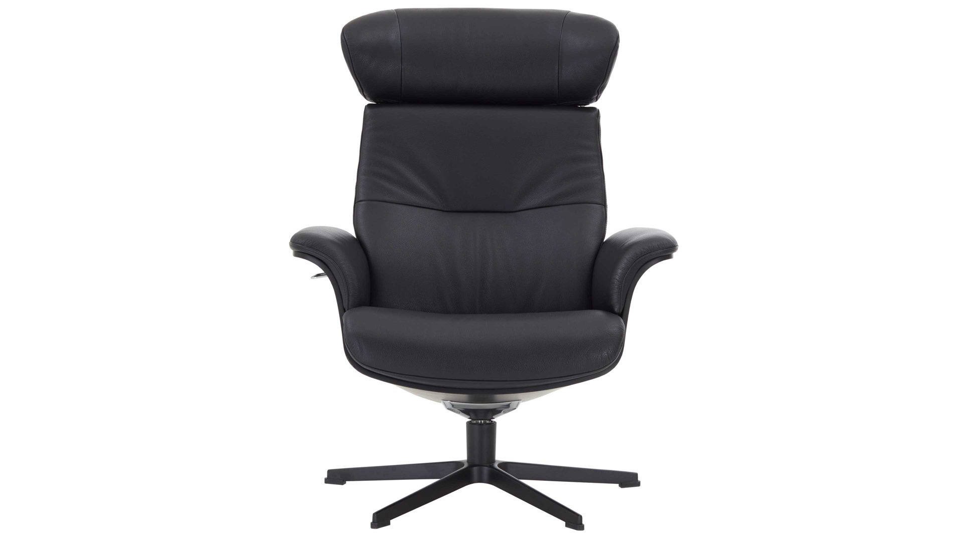 Relaxsessel Conform® aus Leder in Schwarz CONFORM® Relaxsessel Timeout mit Lederbezug schwarzes Leder Memo & schwarzes Aluminiumgestell