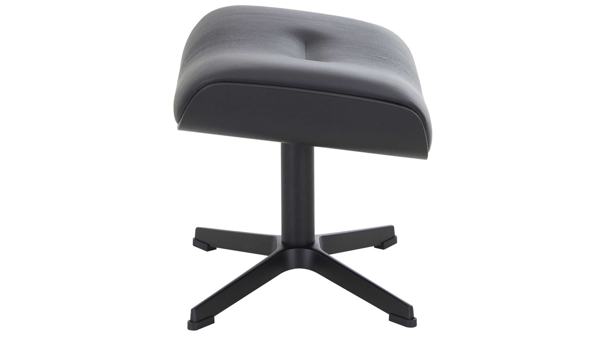 Polsterhocker Conform® aus Leder in Schwarz CONFORM® Hocker Timeout mit Lederbezug schwarzes Leder Memo, schwarze Holz-Sitzschale & schwarzes Aluminiumgestell