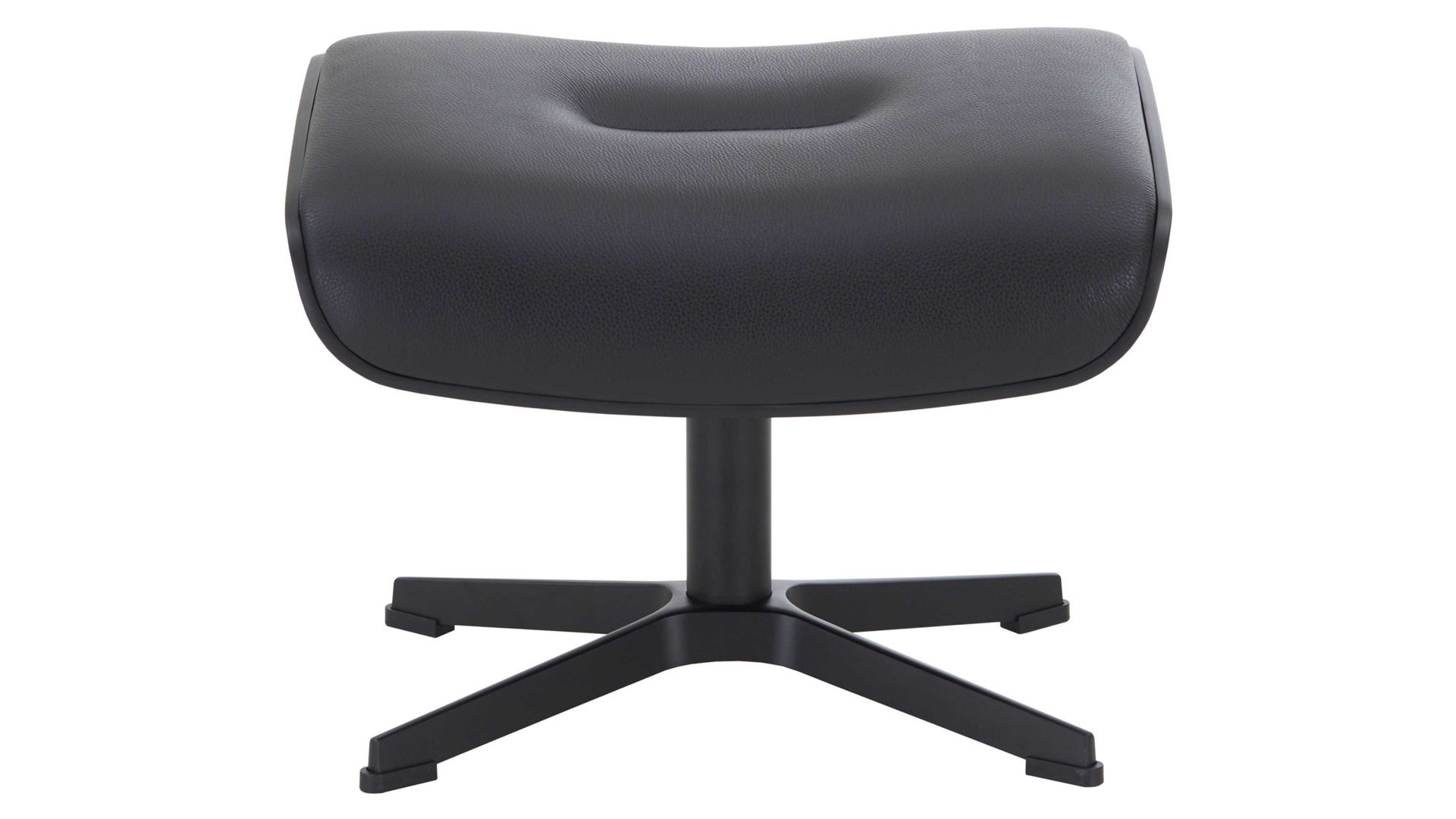 Polsterhocker Conform® aus Leder in Schwarz CONFORM® Hocker Timeout mit Lederbezug schwarzes Leder Memo, schwarze Holz-Sitzschale & schwarzes Aluminiumgestell