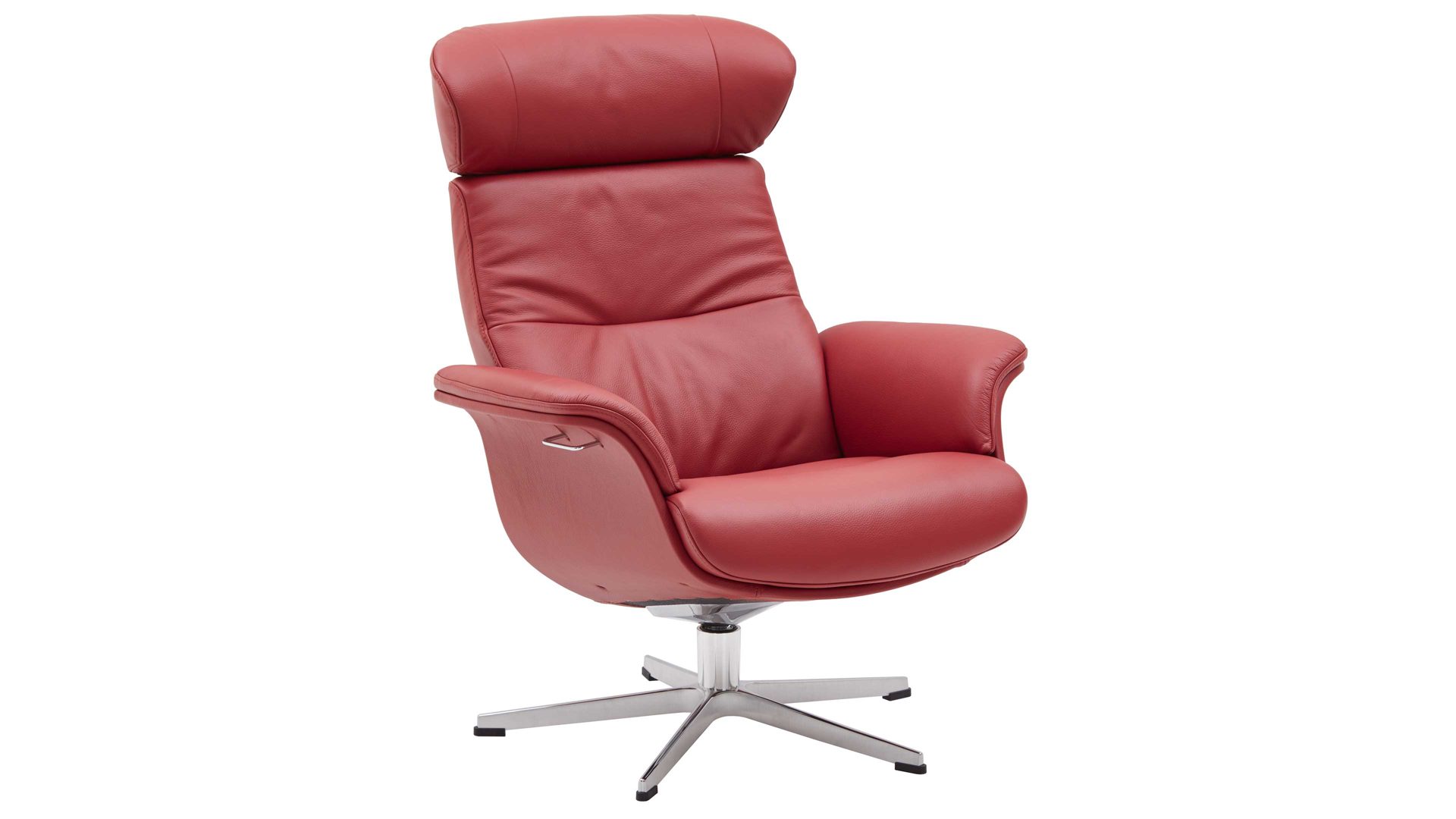 Relaxsessel Conform® aus Leder in Rot CONFORM® Relaxsessel Timeout mit Lederbezug roter Lederbezug Naturelle true red & Aluminiumgestell