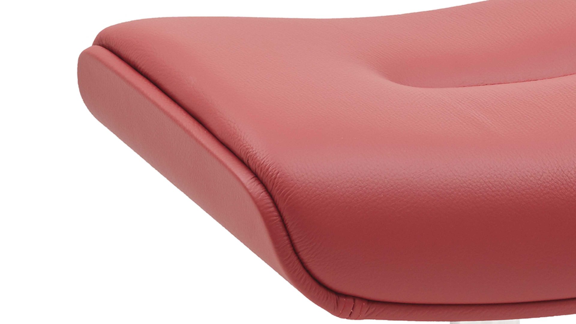 Polsterhocker Conform® aus Leder in Rot CONFORM® Hocker Timeout mit Lederbezug rotes Leder Naturelle true red & Aluminiumgestell