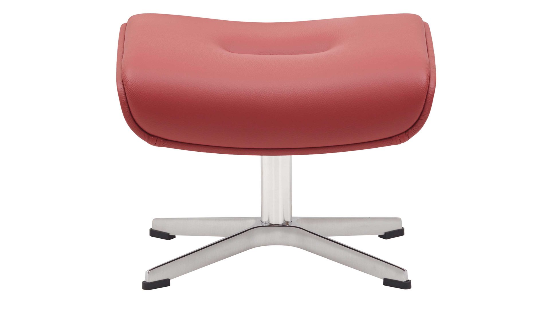 Polsterhocker Conform® aus Leder in Rot CONFORM® Hocker Timeout mit Lederbezug rotes Leder Naturelle true red & Aluminiumgestell
