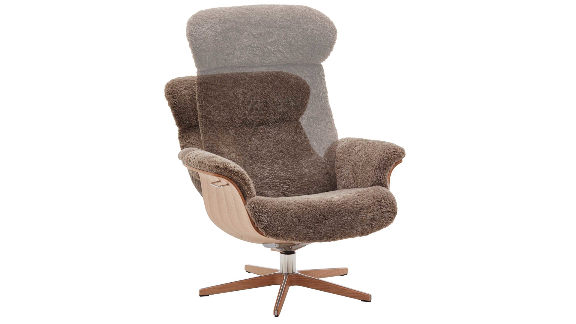 Relaxsessel Conform® aus Fell in Hellbraun CONFORM® Relaxsessel Timeout mit Schaffell saharafarbenes Schaffell & Eichefurnier