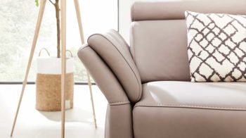 Ecksofa Interliving aus Leder in Grau Interliving Sofa Serie 4055 - Ecksofa granitfarbenes LongLife-Leder Credo - Stellfläche ca. 283 x 175 cm