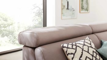 Ecksofa Interliving aus Leder in Grau Interliving Sofa Serie 4055 - Ecksofa granitfarbenes LongLife-Leder Credo - Stellfläche ca. 283 x 175 cm