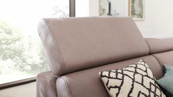 Ecksofa Interliving aus Leder in Grau Interliving Sofa Serie 4055 - Ecksofa granitfarbenes LongLife-Leder Credo - Stellfläche ca. 283 x 175 cm