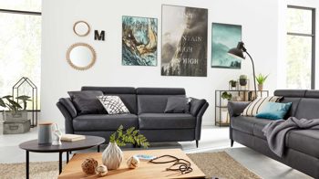 2,5-Sitzer Interliving aus Leder in Anthrazit Interliving Sofa Serie 4055 - 2,5-Sitzer anthrazitfarbenes LongLife-Leder Texas - Länge ca. 196 cm