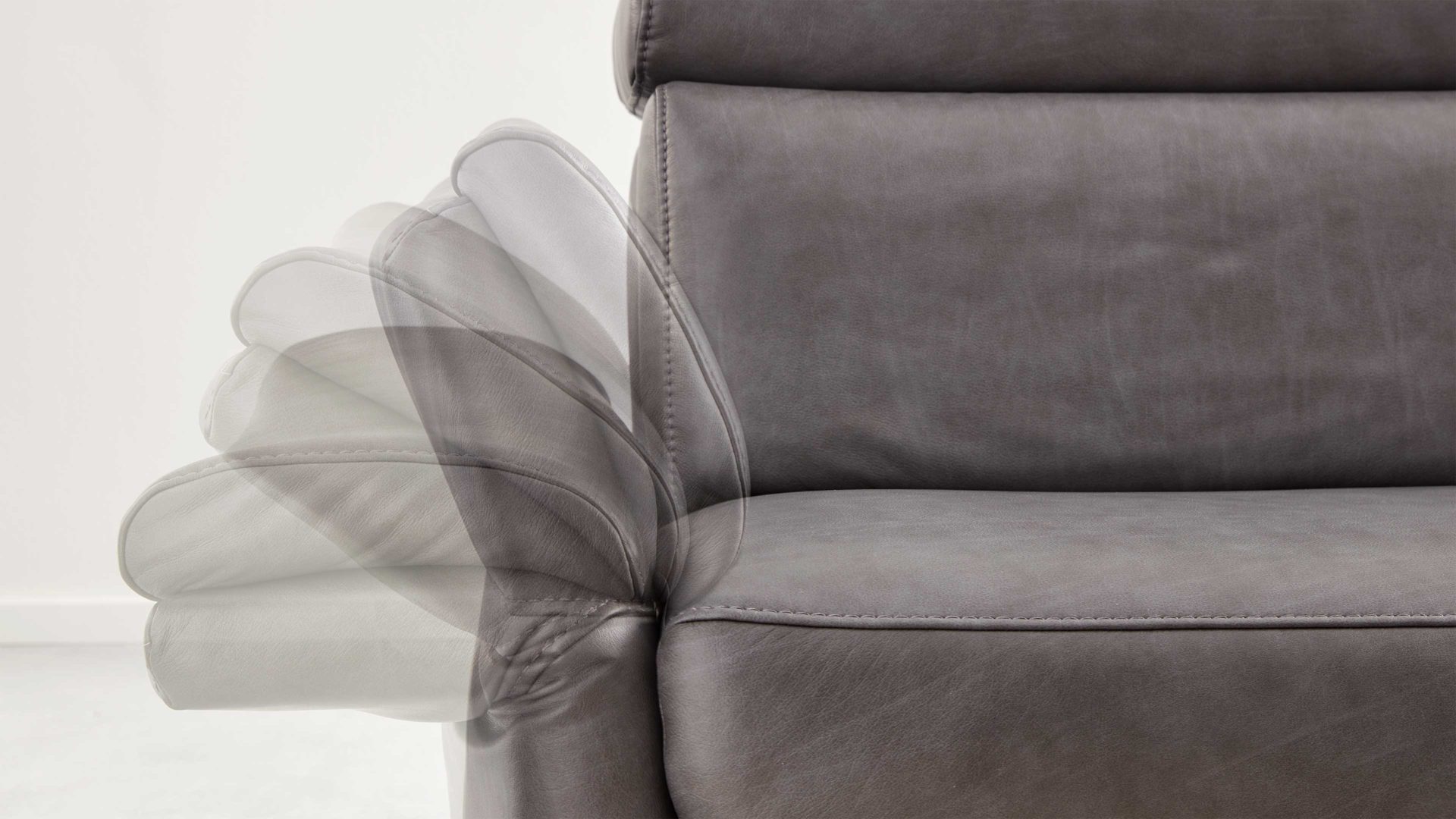 Mehrpreis Interliving aus Metall in Transparent Interliving Sofa Serie 4055 - Liegearmlehne manuelle Funktion