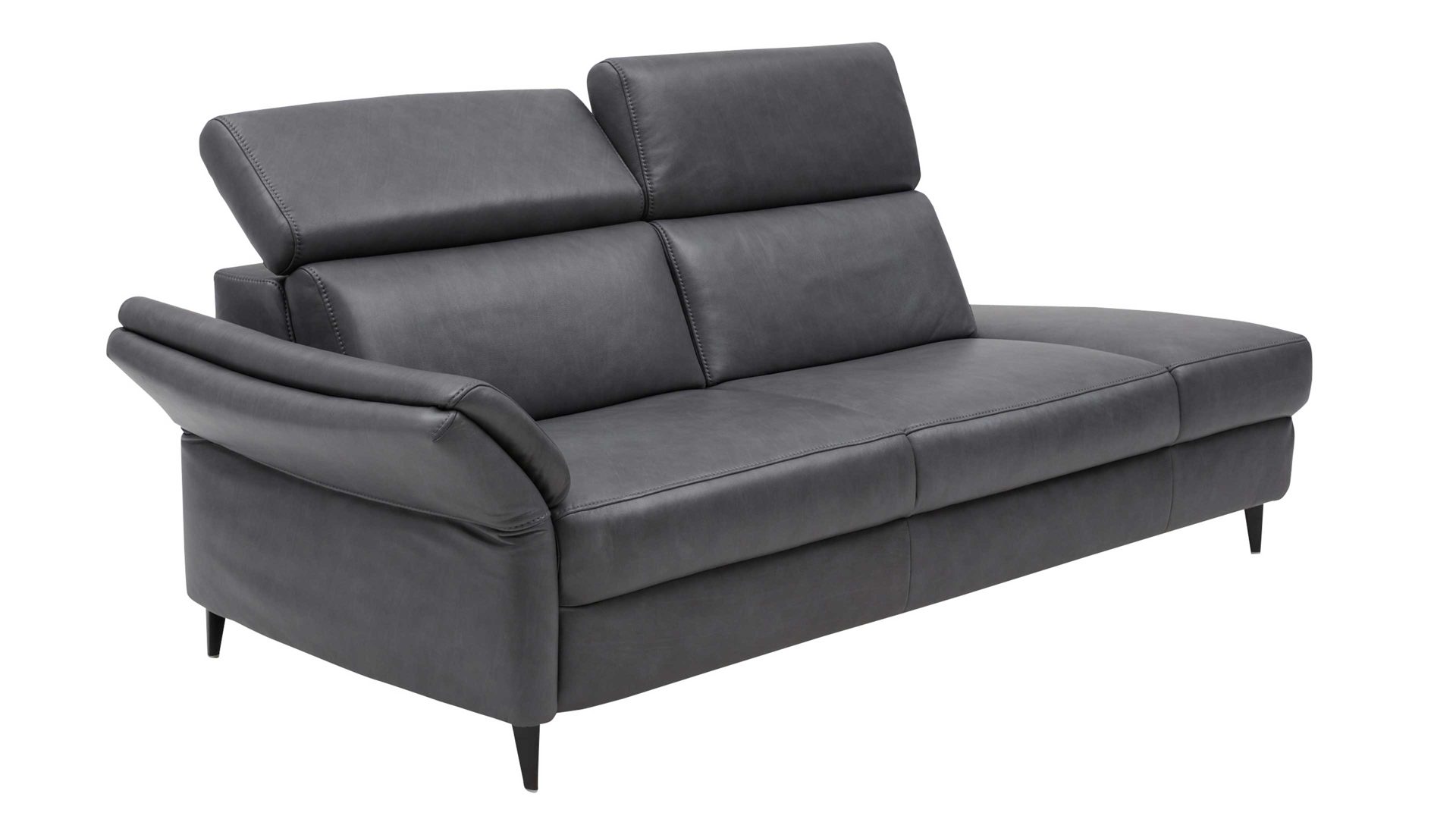 Recamiere Interliving aus Leder in Anthrazit Interliving Sofa Serie 4055 - Recamiere 2,5RECRKV anthrazitfarbenes LongLife-Leder Texas - Länge ca. 222 cm