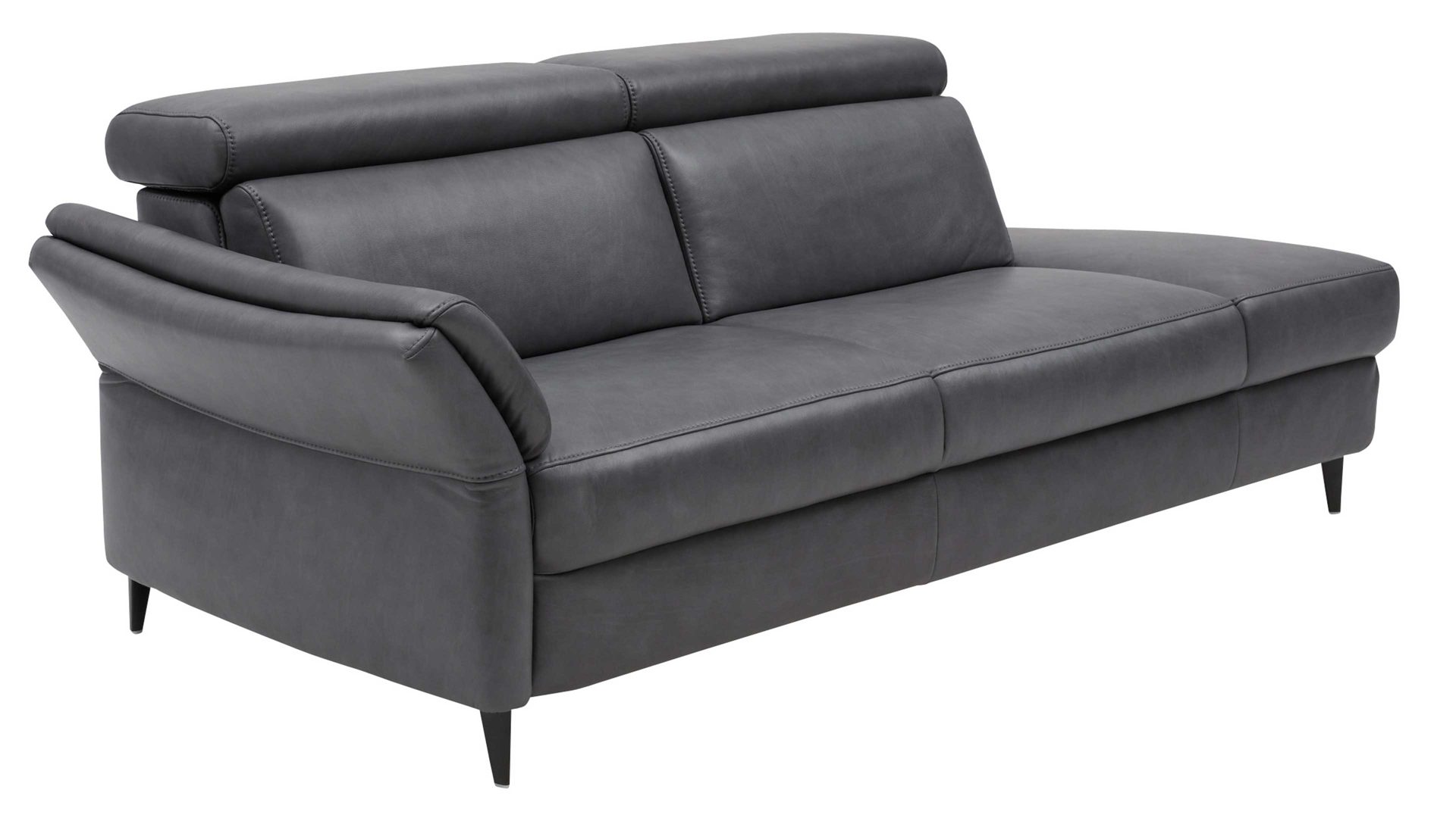 Recamiere Interliving aus Leder in Anthrazit Interliving Sofa Serie 4055 - Recamiere anthrazitfarbenes LongLife-Leder Texas - Länge ca. 222 cm