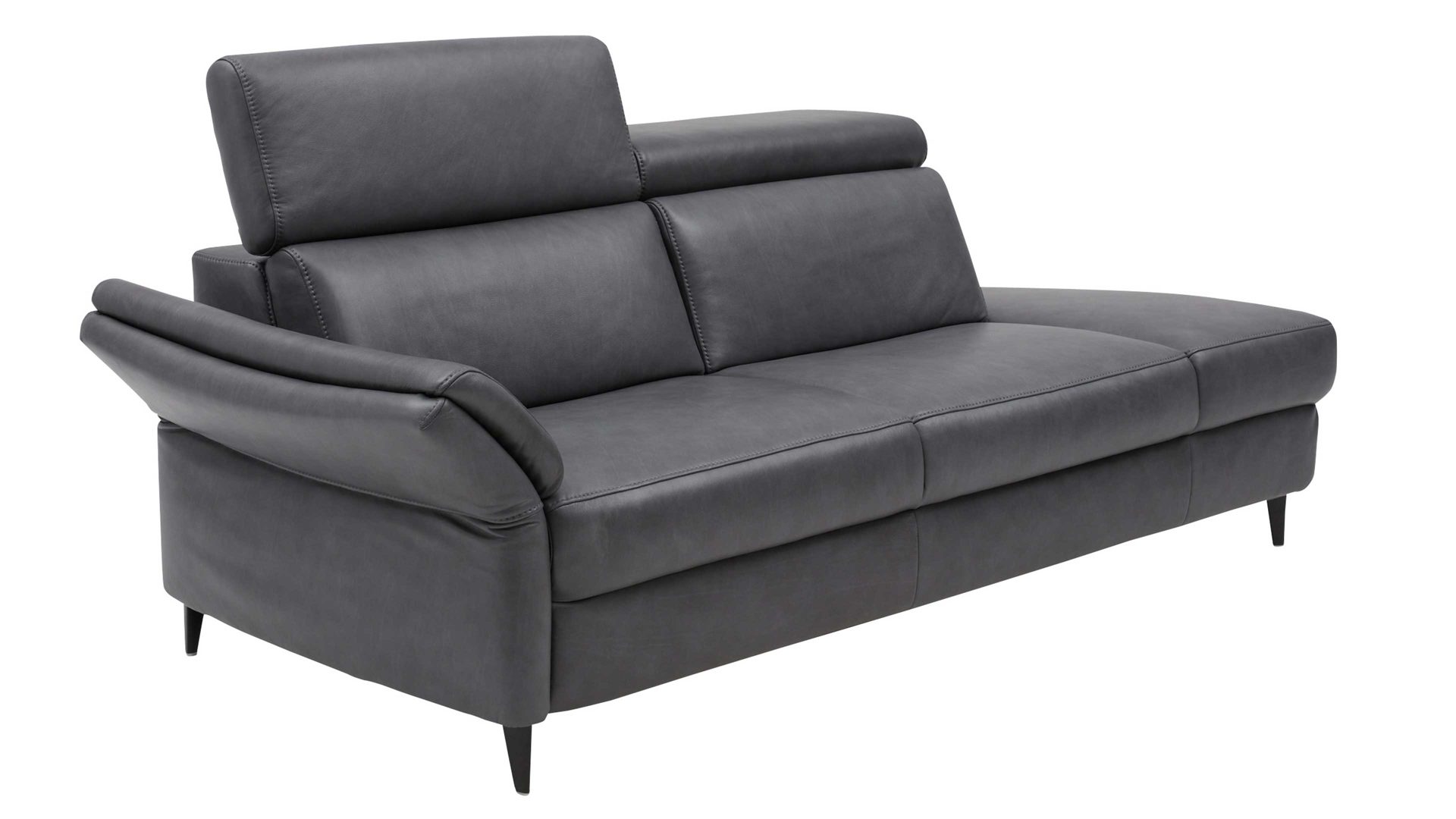 Recamiere Interliving aus Leder in Anthrazit Interliving Sofa Serie 4055 - Recamiere 2,5RECRKV anthrazitfarbenes LongLife-Leder Texas - Länge ca. 222 cm