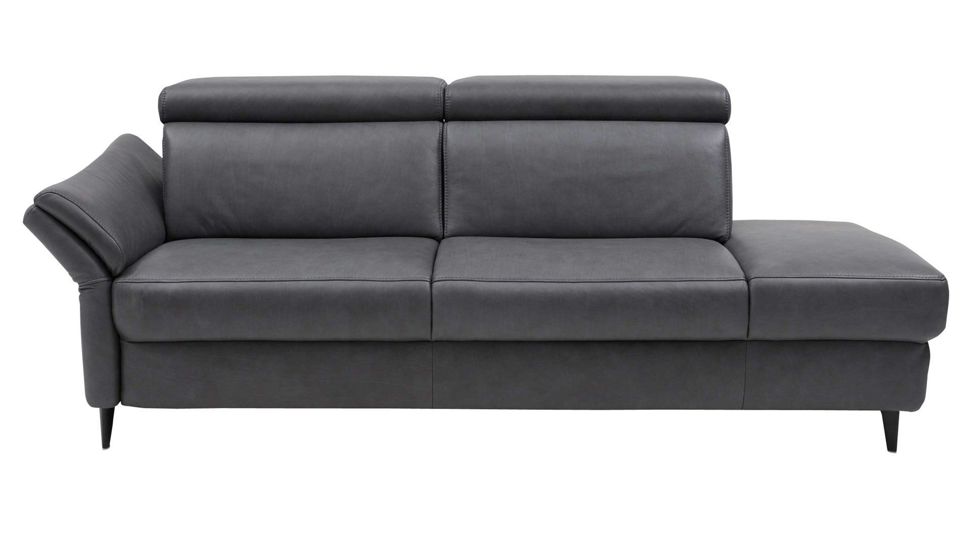 Recamiere Interliving aus Leder in Anthrazit Interliving Sofa Serie 4055 - Recamiere 2,5RECRKV anthrazitfarbenes LongLife-Leder Texas - Länge ca. 222 cm