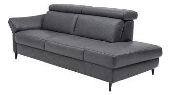 Recamiere Interliving aus Leder in Anthrazit Interliving Sofa Serie 4055 - Recamiere anthrazitfarbenes LongLife-Leder Texas - Länge ca. 222 cm