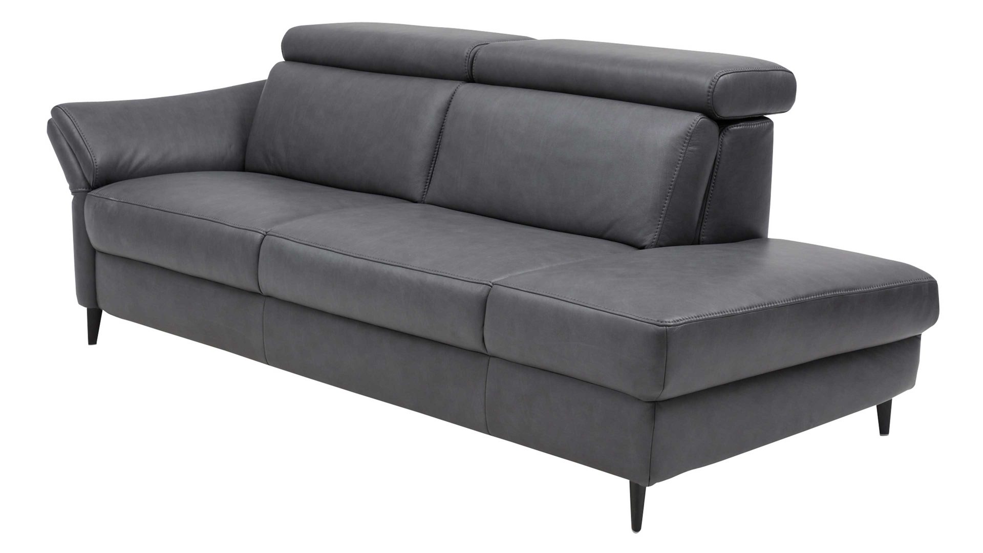 Recamiere Interliving aus Leder in Anthrazit Interliving Sofa Serie 4055 - Recamiere 2,5RECRKV anthrazitfarbenes LongLife-Leder Texas - Länge ca. 222 cm