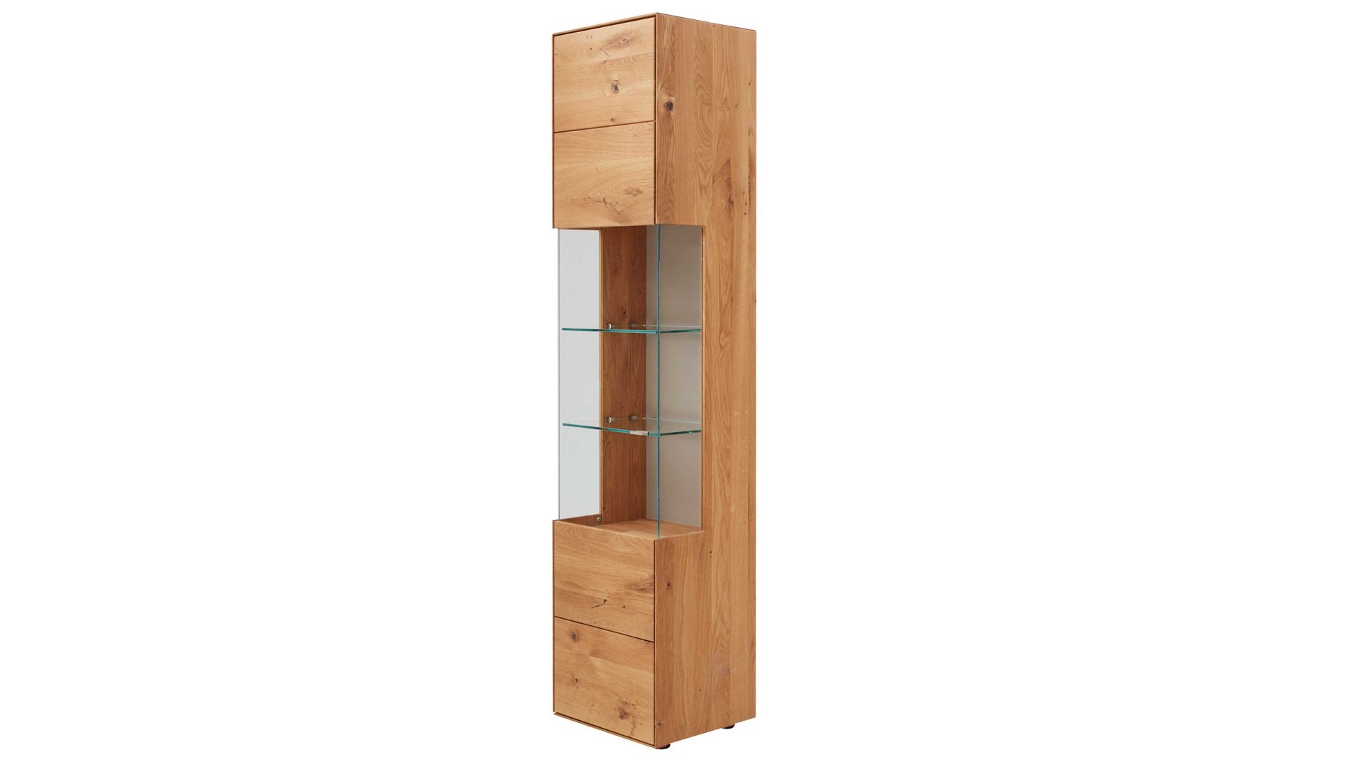 Vitrine Interliving aus Holz in Holzfarben Interliving Wohnzimmer Serie 2020 - Vitrine 151300 Asteiche – links, eine Tür