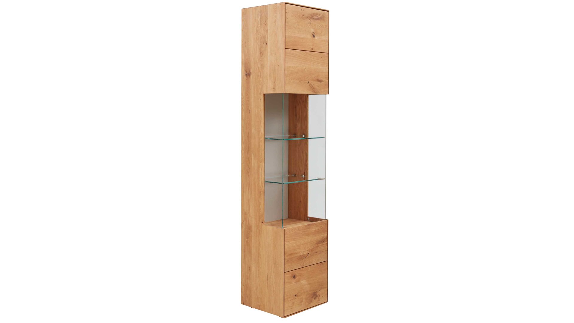 Vitrine Interliving aus Holz in Holzfarben Interliving Wohnzimmer Serie 2020 - Vitrine 151300 Asteiche – links, eine Tür