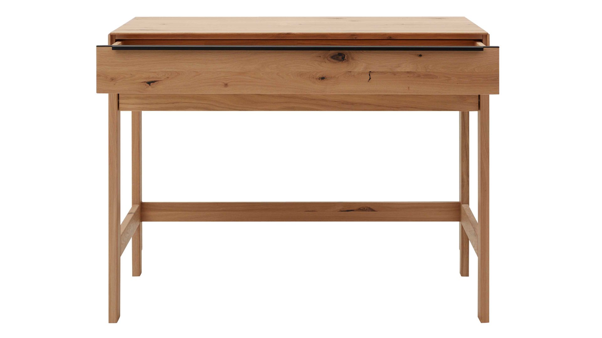 Schreibtisch Interliving aus Holz in Holzfarben Interliving Wohnzimmer Serie 2020 - Hochkommode Asteiche bianco – Schreibauszug, eine Schublade