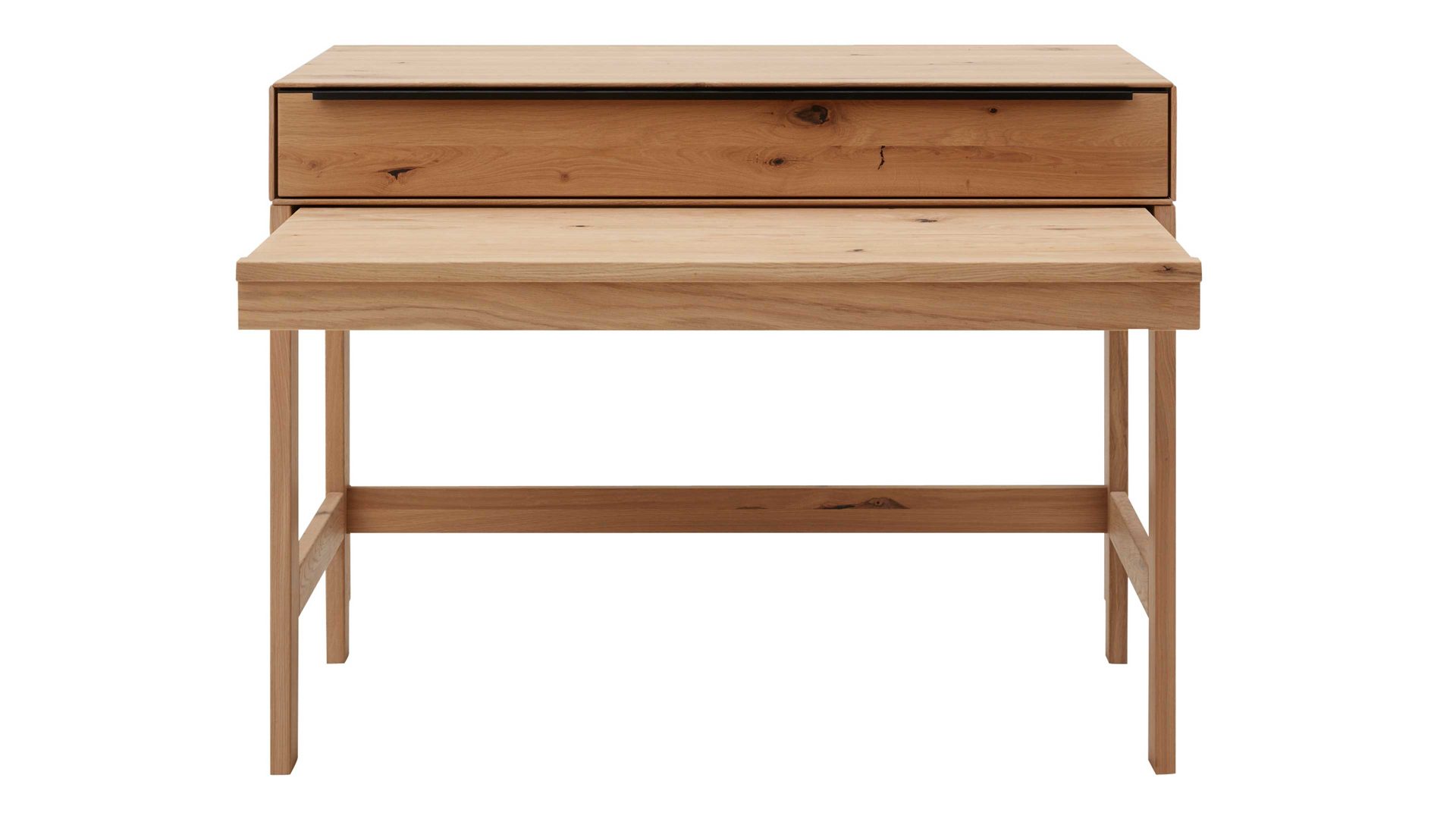 Schreibtisch Interliving aus Holz in Holzfarben Interliving Wohnzimmer Serie 2020 - Hochkommode 151285 Asteiche bianco – Schreibauszug, eine Schublade