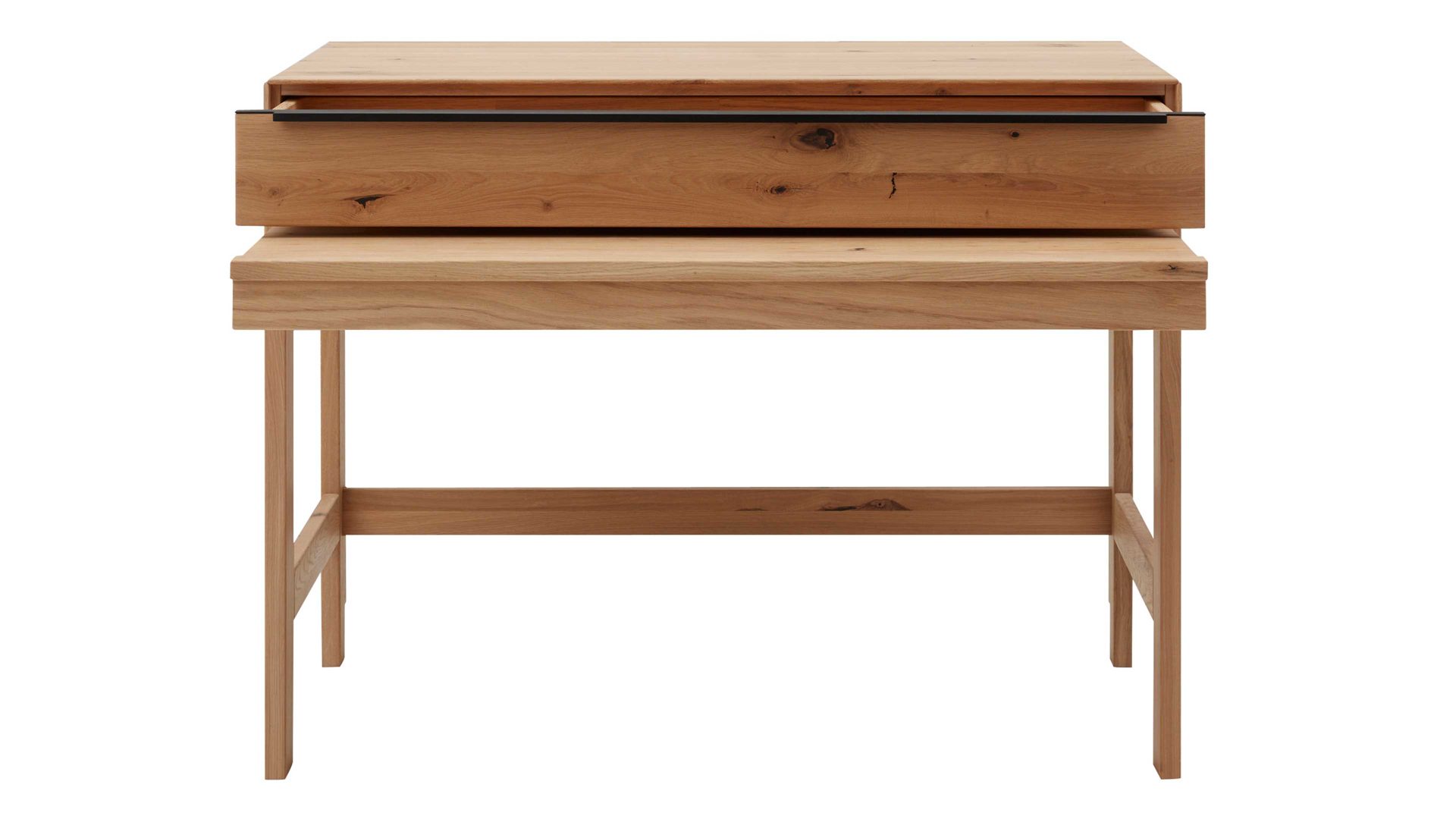 Schreibtisch Interliving aus Holz in Holzfarben Interliving Wohnzimmer Serie 2020 - Hochkommode 151285 Asteiche bianco – Schreibauszug, eine Schublade