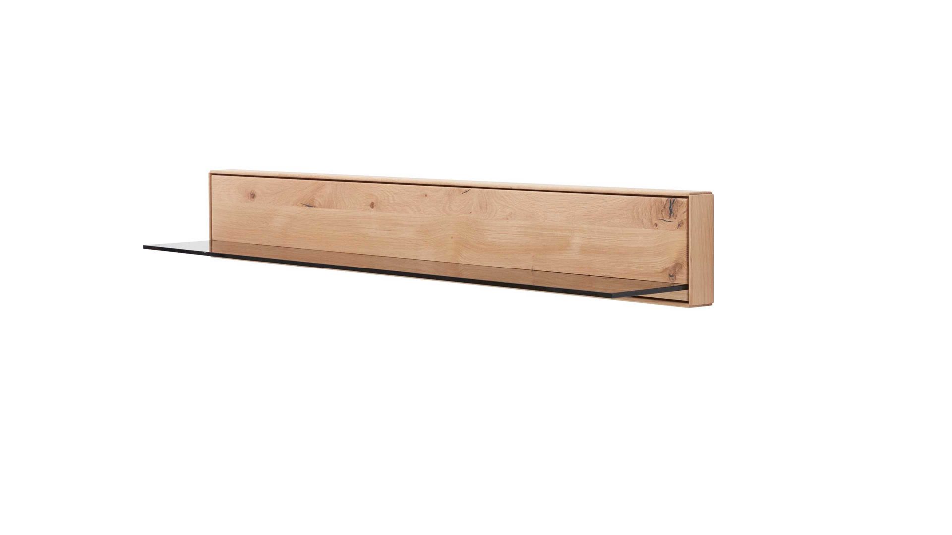 Wandregal Interliving aus Holz in Holzfarben Interliving Wohnzimmer Serie 2020 - Wandboard Asteiche bianco – Länge ca. 162 cm