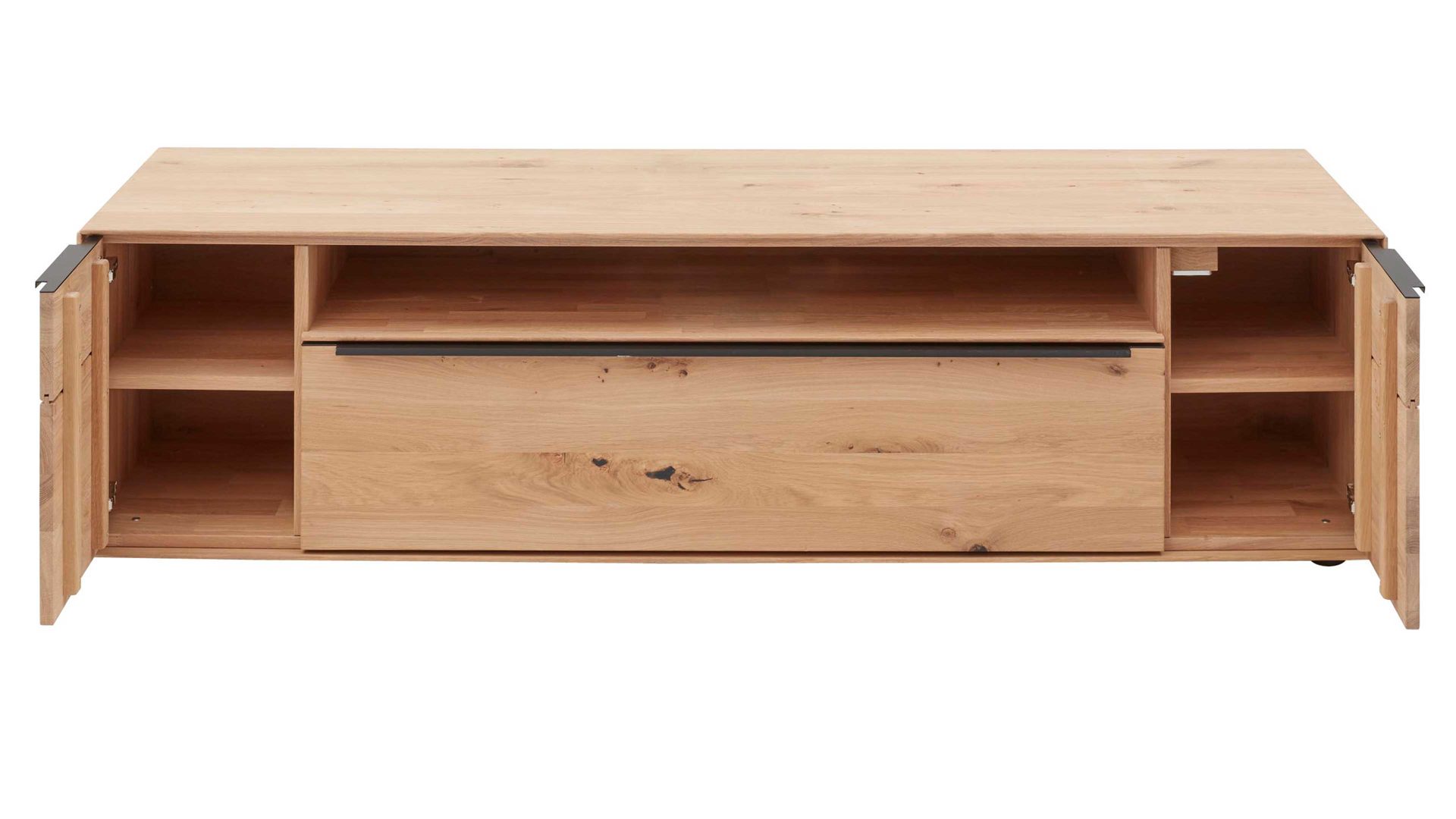 Lowboard Interliving aus Holz in Holzfarben Interliving Wohnzimmer Serie 2020 - Lowboard Asteiche bianco – Breite ca. 182 cm