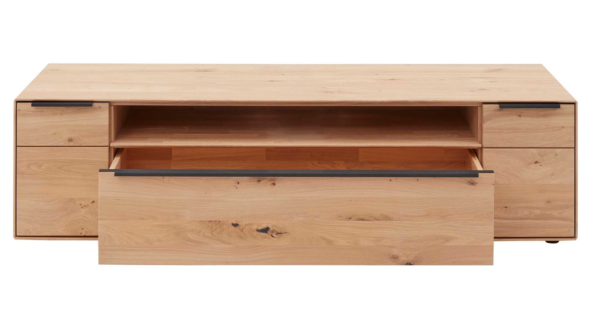 Lowboard Interliving aus Holz in Holzfarben Interliving Wohnzimmer Serie 2020 - Lowboard 151610 Asteiche bianco – Breite ca. 182 cm