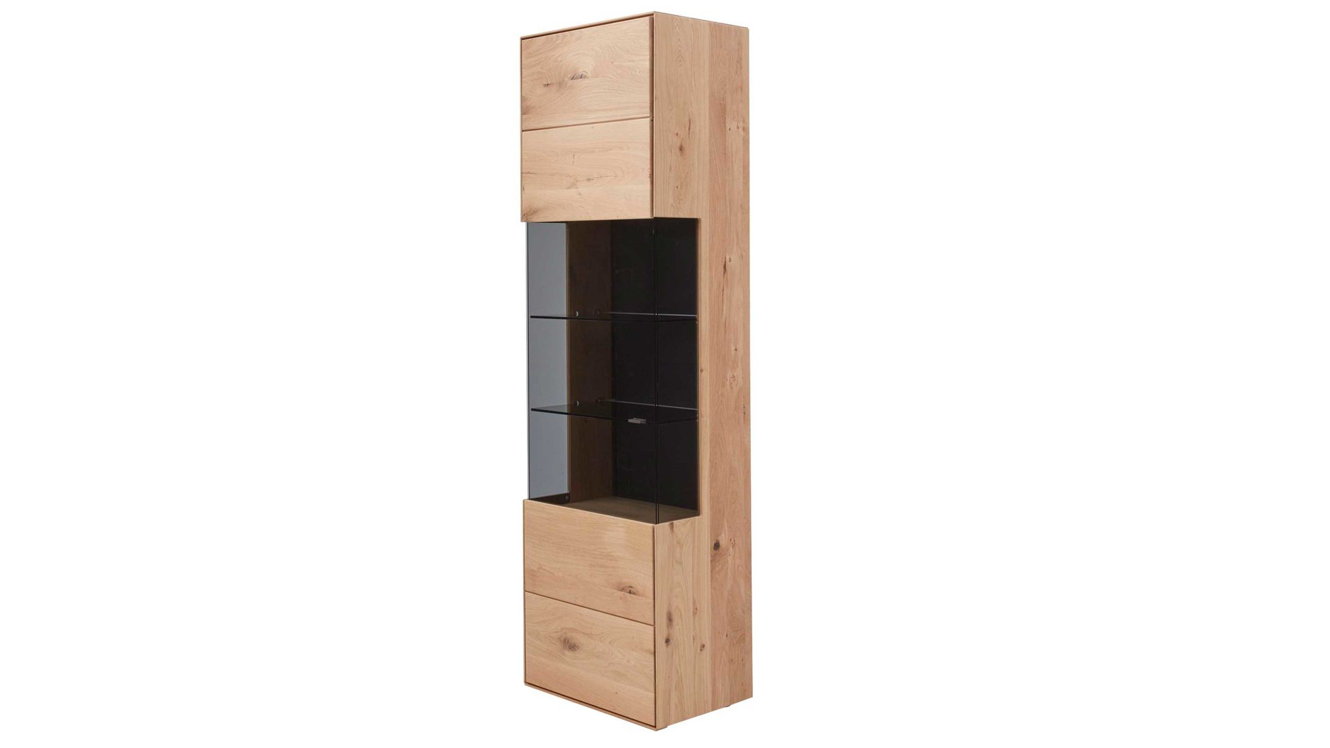 Vitrine Interliving aus Holz in Holzfarben Interliving Wohnzimmer Serie 2020 - Vitrine 151302 Asteiche bianco – links, eine Tür