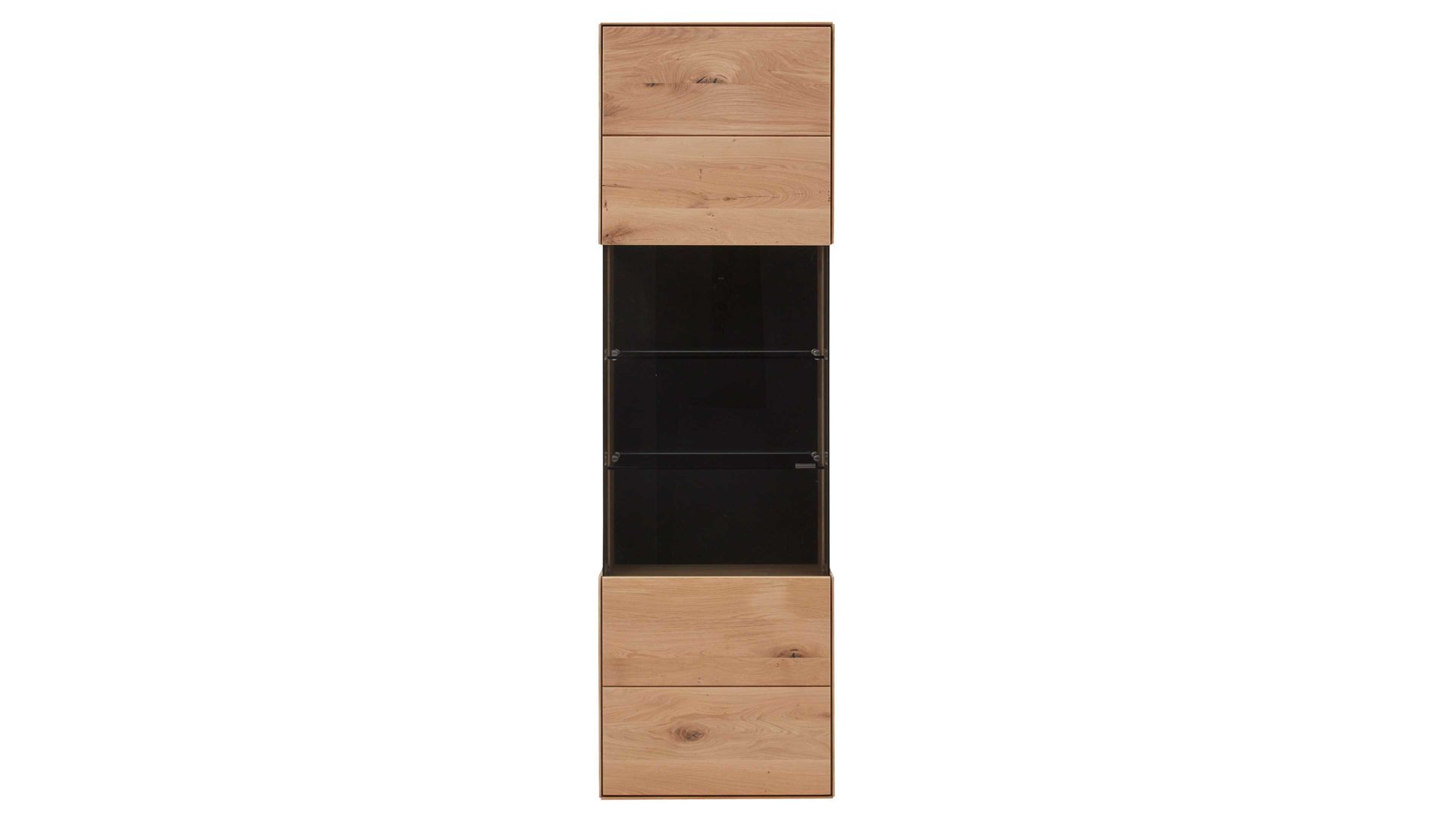 Vitrine Interliving aus Holz in Holzfarben Interliving Wohnzimmer Serie 2020 - Vitrine 151302 Asteiche bianco – links, eine Tür