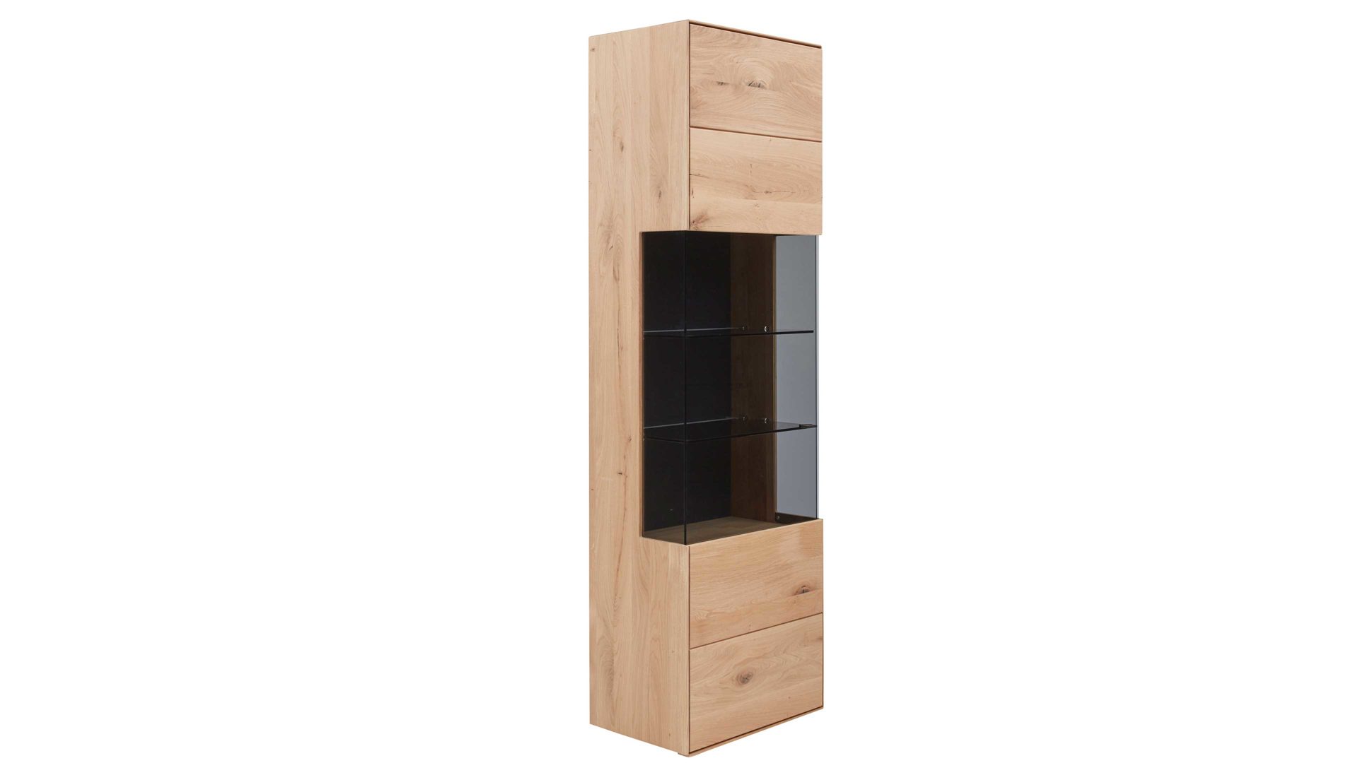 Vitrine Interliving aus Holz in Holzfarben Interliving Wohnzimmer Serie 2020 - Vitrine 151302 Asteiche bianco – links, eine Tür