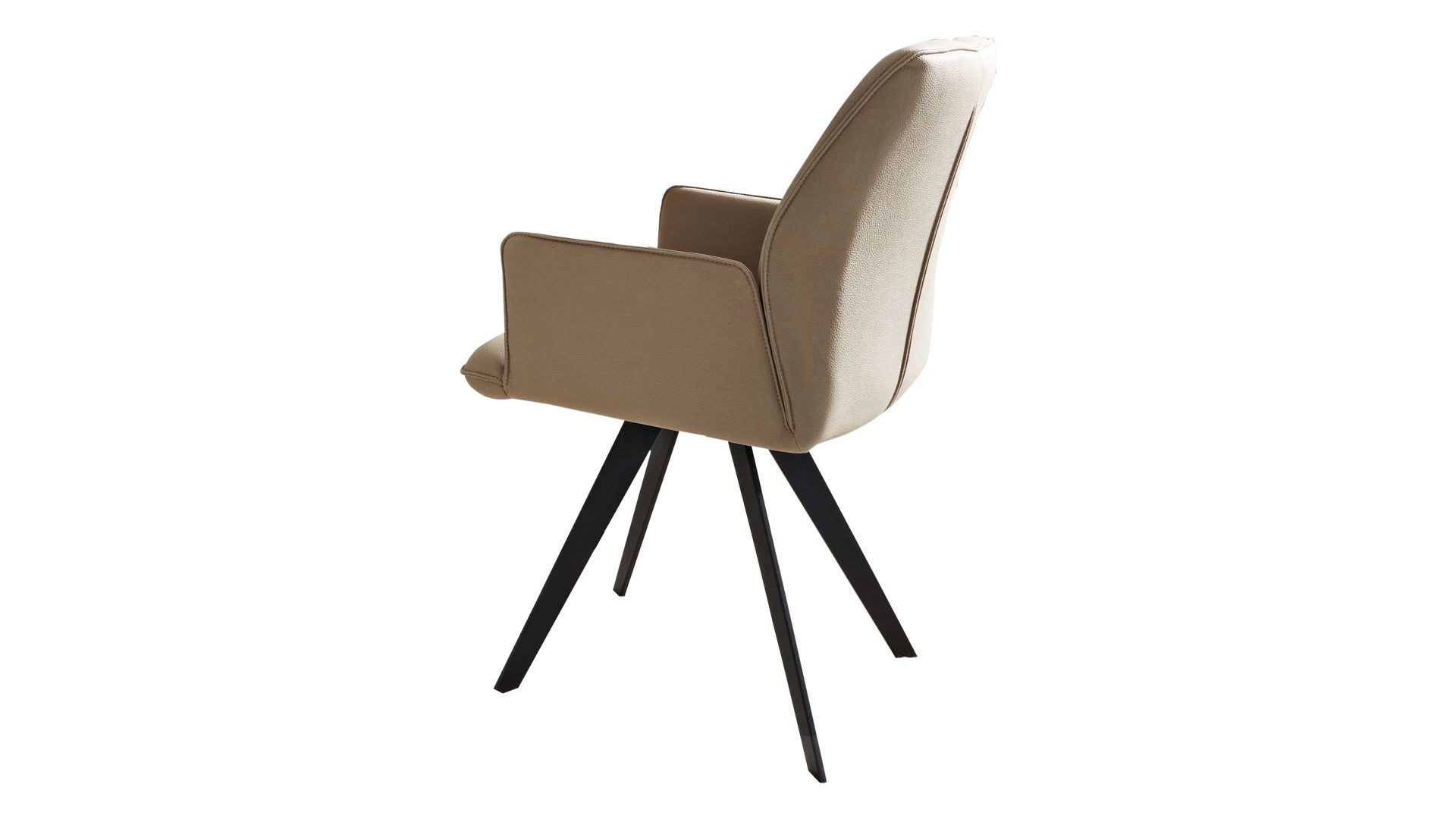 Polsterstuhl Interliving aus Stoff in Beige Interliving Esszimmer Serie 5102 – Armlehnstuhl sandfarbene Mikrofaser Atlantis 914 & schwarzes Eisen