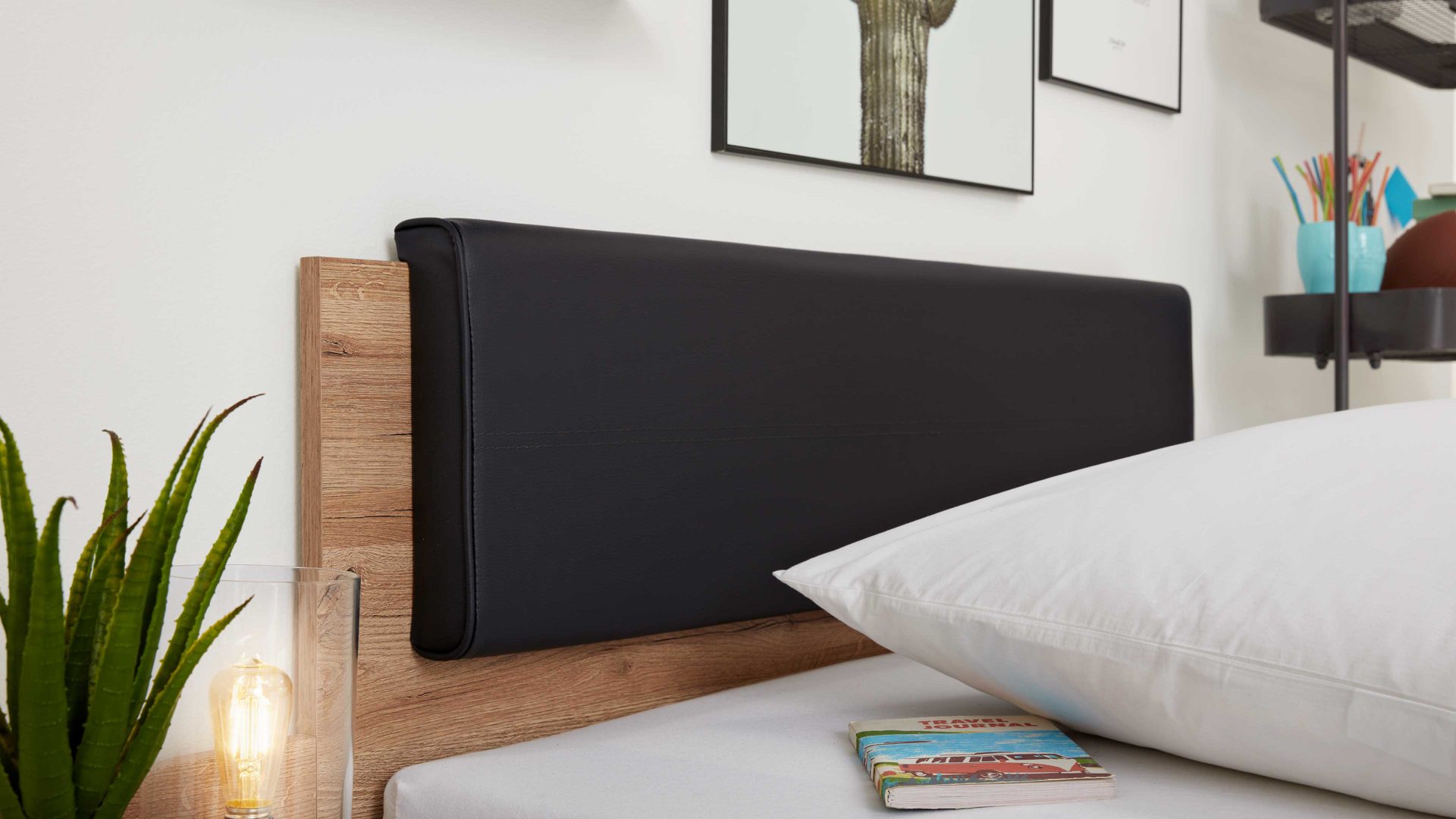 Jugendzimmer Interliving aus Holz in Holzfarben Interliving Jugendzimmer Serie 1701 - Bettgestell 5767 Riss-Eiche & Anthrazit - Liegefläche ca. 120 x 200 cm