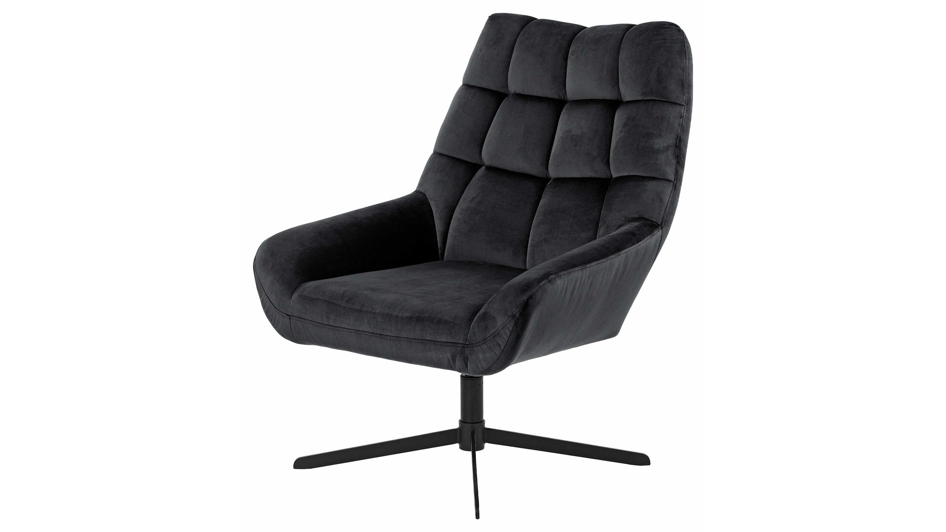 Drehsessel Actona group aus Stoff in Dunkelgrau Lounge-Drehsessel Paris graubrauner Samt Vic 73AC & schwarzes Metallgestell