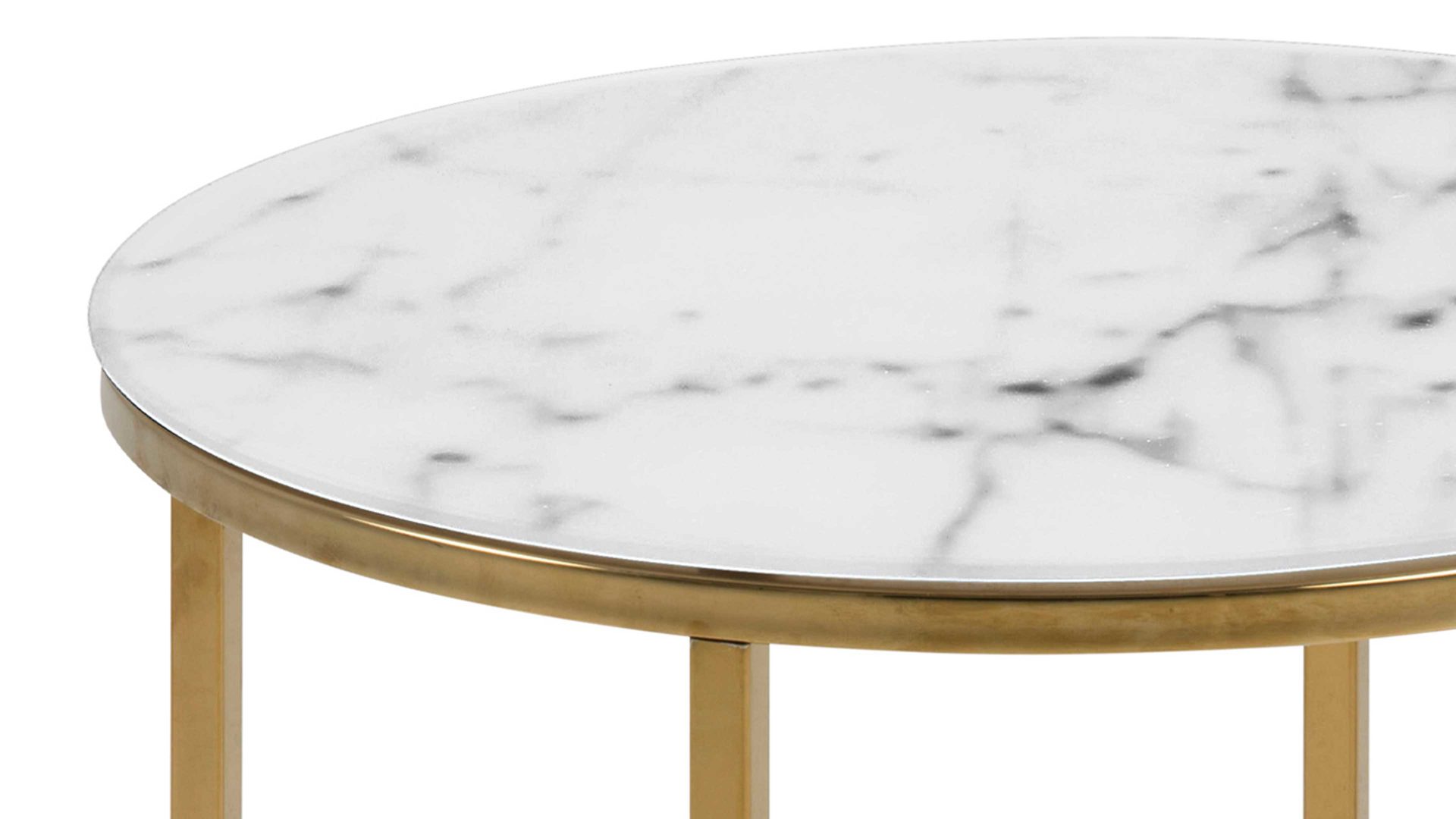 Couchtisch Actona group aus MDF in Weiß Couchtisch - Sofatisch Alisma Weiß & Gold – Durchmesser ca. 50 cm
