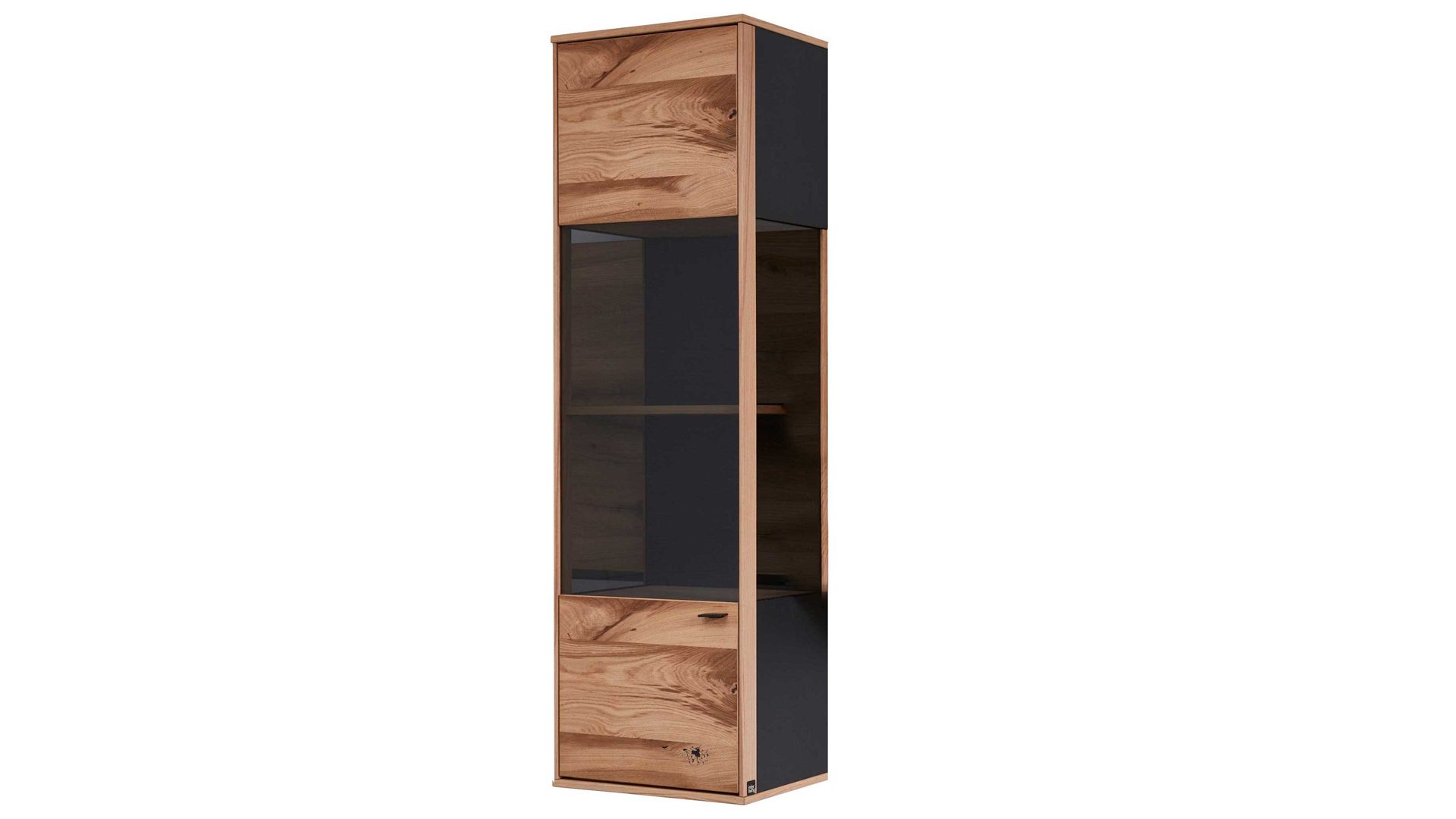 Vitrine Interliving aus Holz in Holzfarben Interliving Esszimmer Serie 5604 - Hängevitrine V712-0300L Eiche rustico & Anthrazit - links, eine Tür