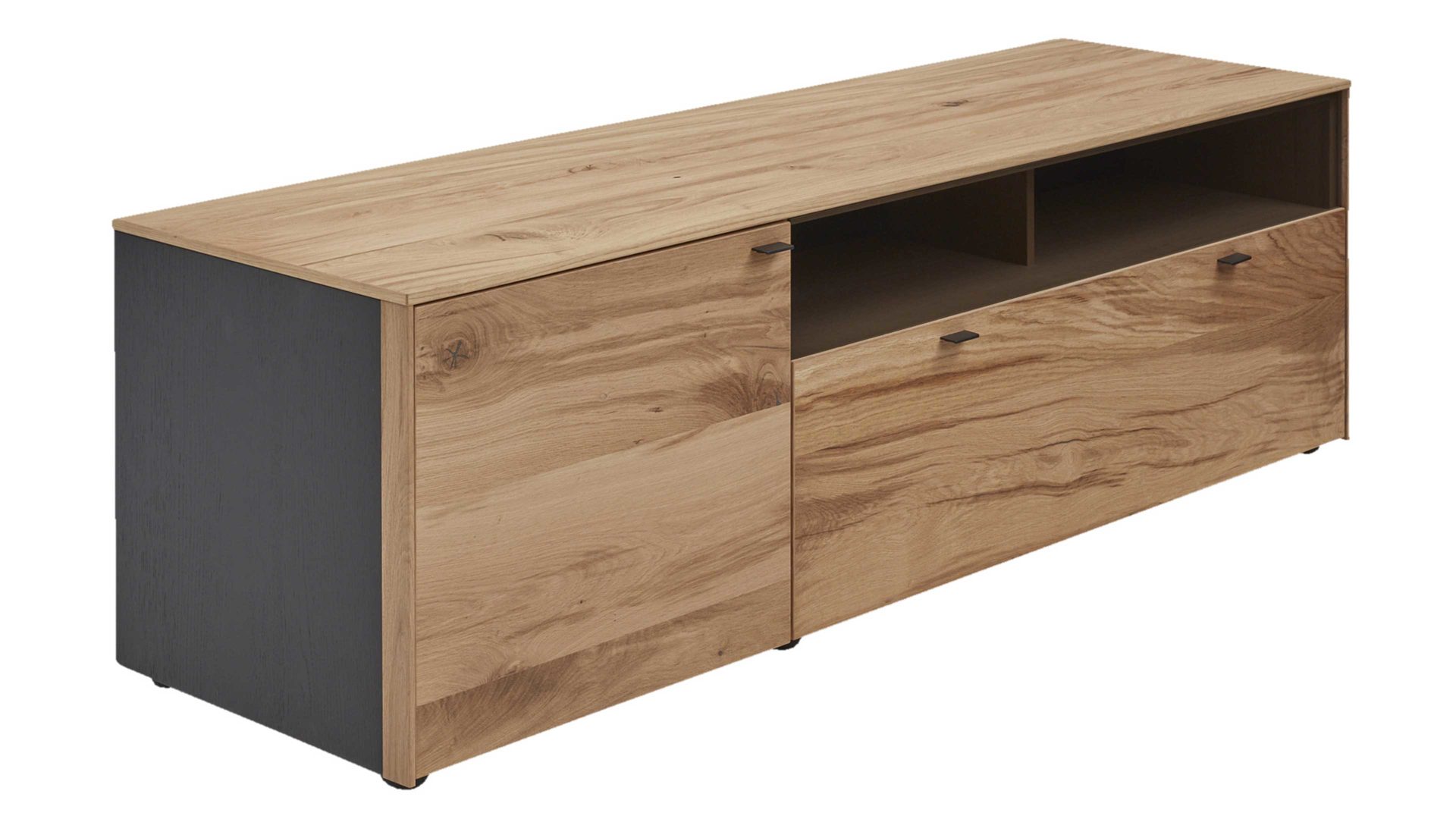 Lowboard Interliving aus Holz in Holzfarben Interliving Esszimmer Serie 5604 - Lowboard V701-0300L Eiche rustico & Anthrazit - Breite ca. 182 cm