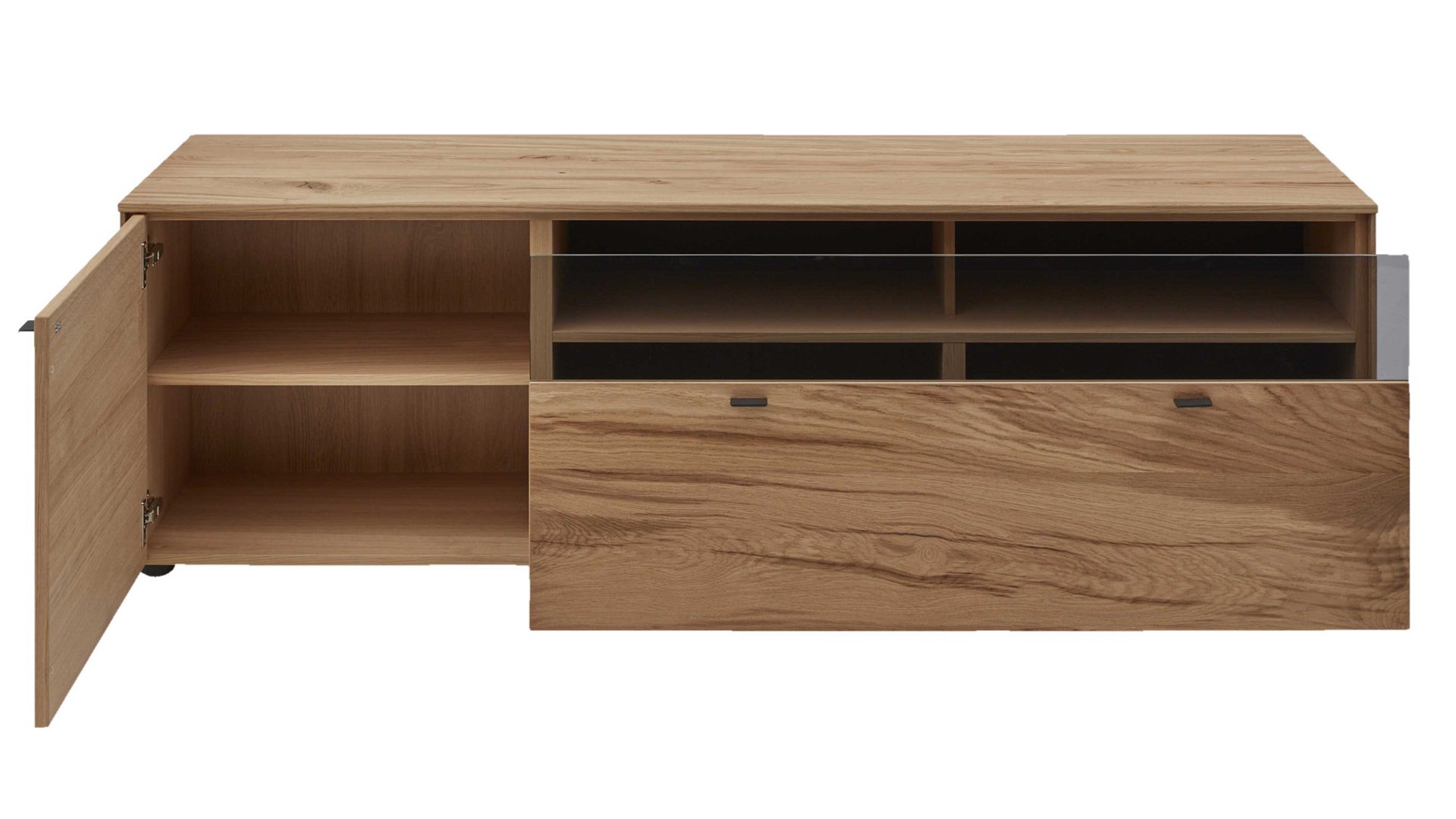 Lowboard Interliving aus Holz in Holzfarben Interliving Esszimmer Serie 5604 - Lowboard Eiche rustico & Anthrazit - Breite ca. 182 cm