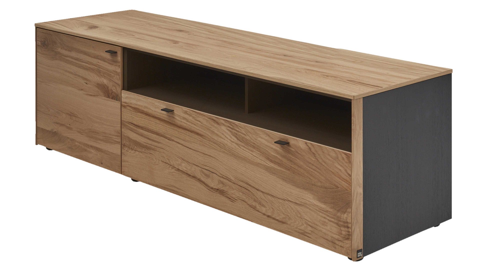 Lowboard Interliving aus Holz in Holzfarben Interliving Esszimmer Serie 5604 - Lowboard V701-0300L Eiche rustico & Anthrazit - Breite ca. 182 cm