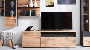 Lowboard Interliving aus Holz in Holzfarben Interliving Esszimmer Serie 5604 - Lowboard Eiche rustico & Anthrazit - Breite ca. 182 cm