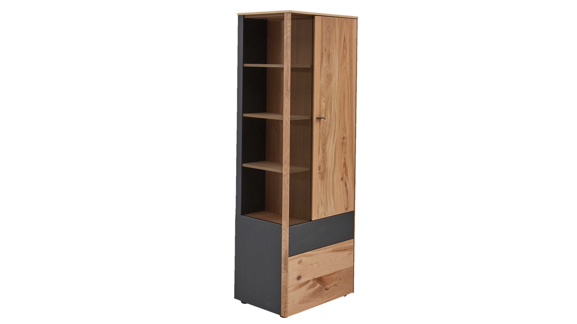 Vitrine Interliving aus Holz in Holzfarben Interliving Esszimmer Serie 5604 - Vitrine V740-0308R Eiche rustico & Anthrazit  - eine Tür