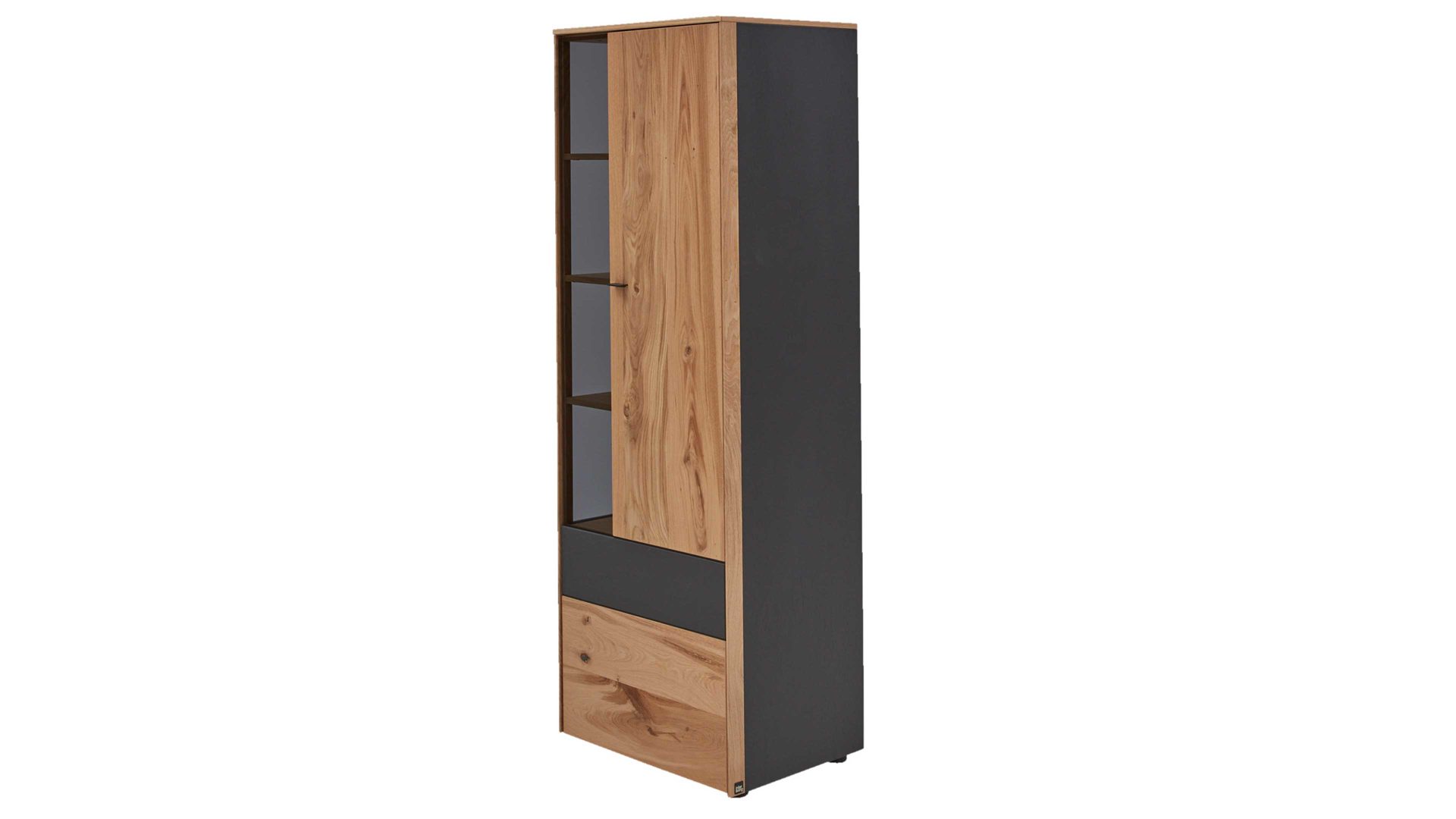 Vitrine Interliving aus Holz in Holzfarben Interliving Esszimmer Serie 5604 - Vitrine V740-0308R Eiche rustico & Anthrazit  - eine Tür
