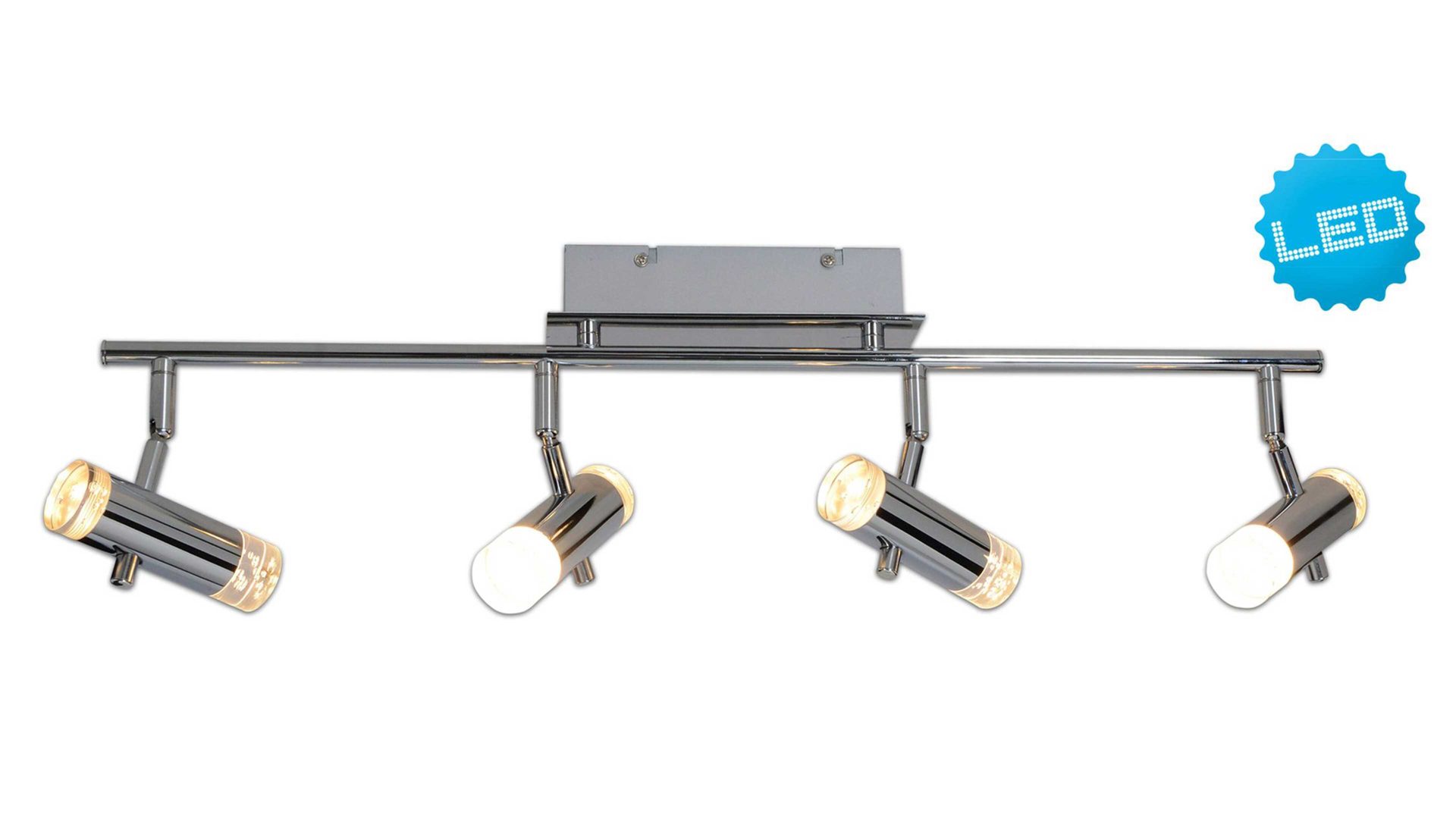 Strahler / Spot Näve aus Kunststoff in Metallfarben näve LED-Deckenspot Garda Chrom & Acryl – vier Spots