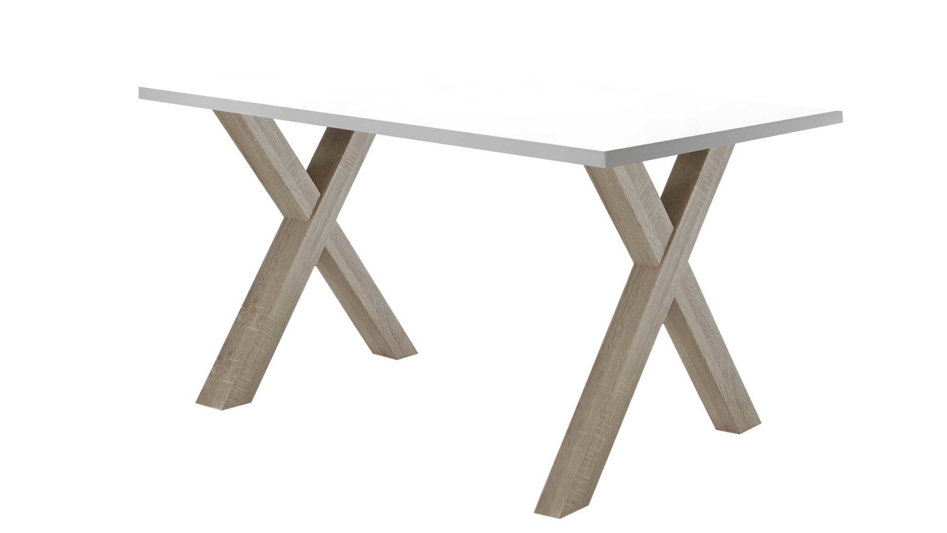 Schreibtisch Mäusbacher aus Holz in Weiß Schreibtisch Mister Office Mattweiß & Eiche sägerau – ca. 140 x 70 cm